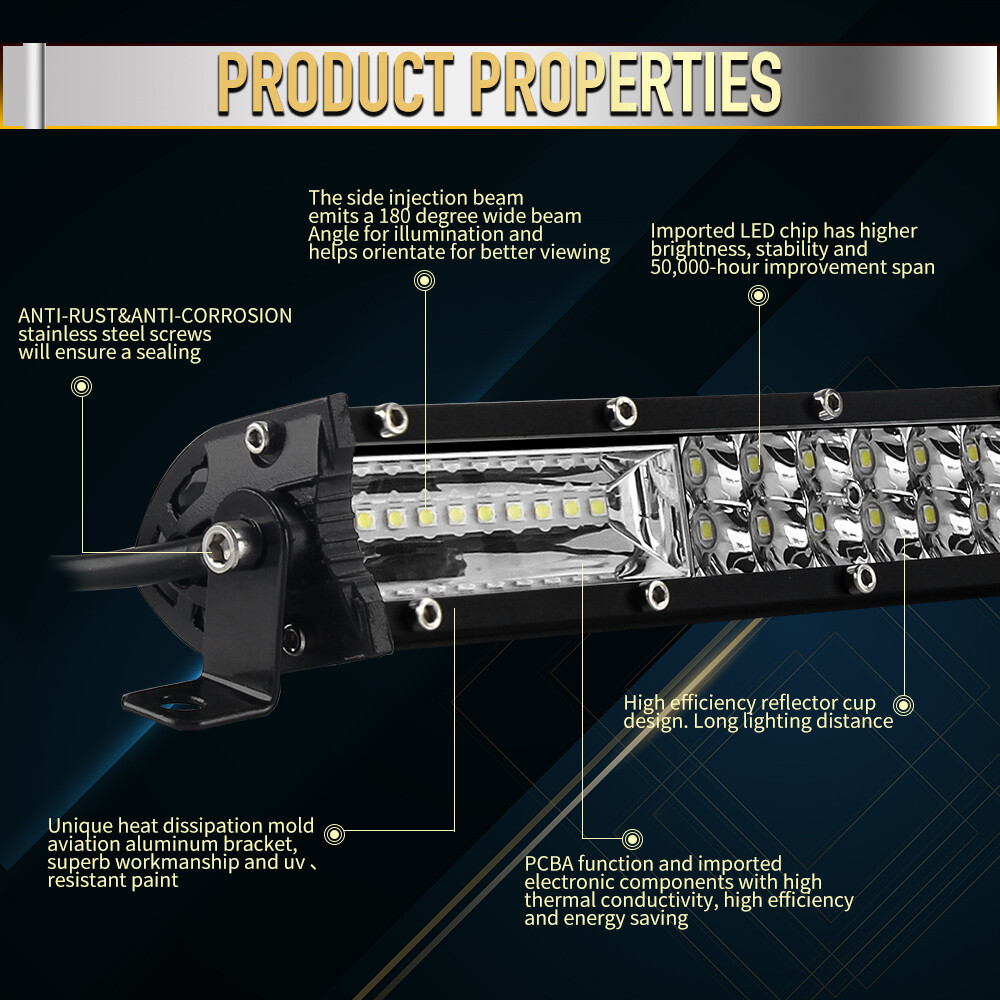 14″20″26″32″52″ Dual Row LED Light Bar DRL Spot Flood for UTV ATV Truck UTE Boat