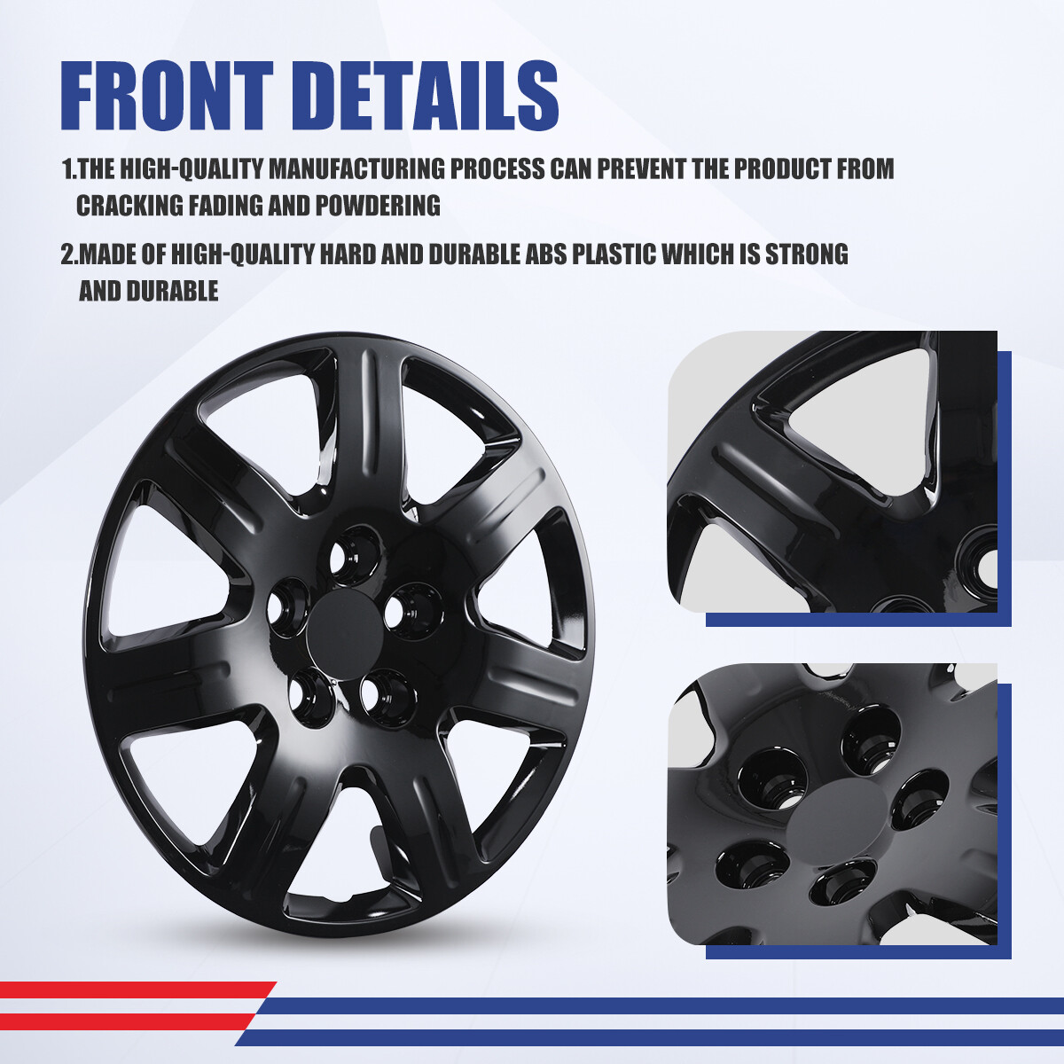 16″ Set of 4 Black Hub Caps Full Rim Wheel Covers for 2006-2011 Honda Civic
