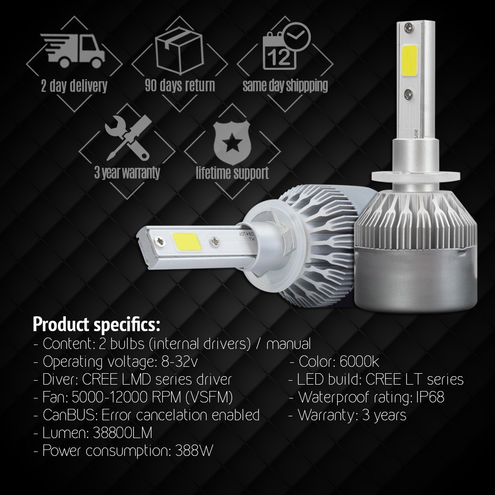 XENTEC LED HID Foglight Conversion kit 880 6000K for 2002-2006 GMC Envoy XL