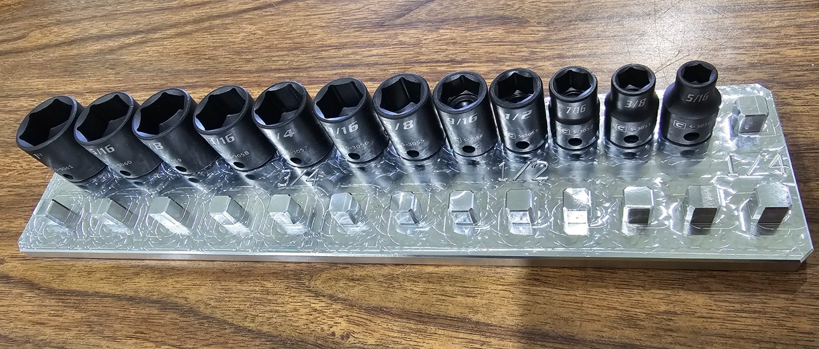 3/8 Drive Socket Organizer 2 Row 1/4″ -1″ SAE – Tool Box Billet