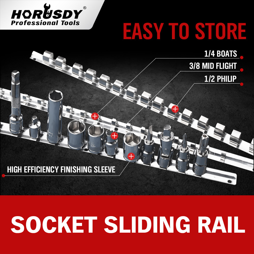 3 Socket Holder Sliding Rail Tray Organizer 1/4″ 3/8″ 1/2″Mountable Steel Rack