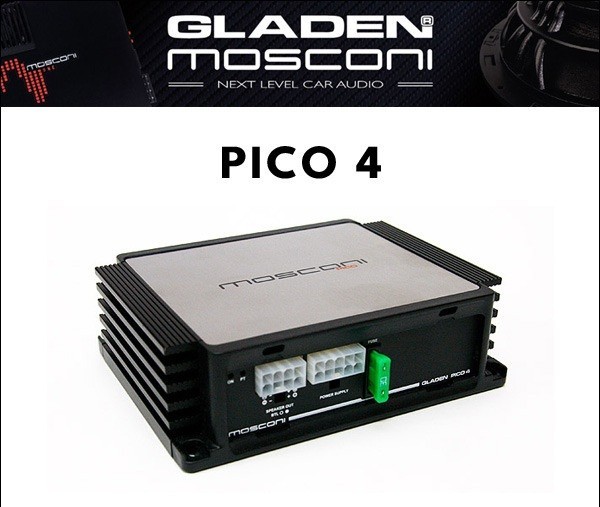 Gladen Mosconi Pico 4 4-Channel Compact Mini Class D Car Amplifier 150x115mm