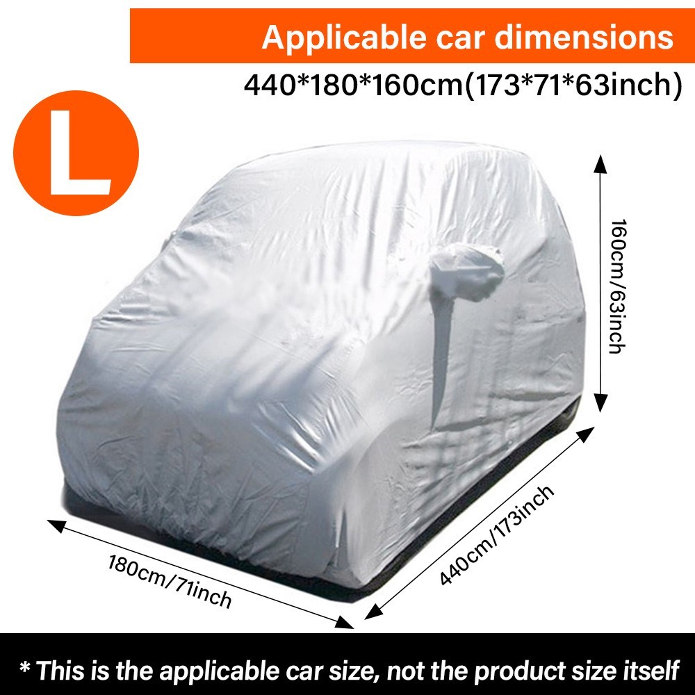 Universal Car Cover Size L Silver Breathable All Weather Protection Waterproof