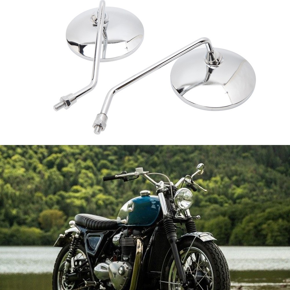 Motorcycle Chrome Round Rearview Side Mirrors 10mm For Triumph Bonneville T100