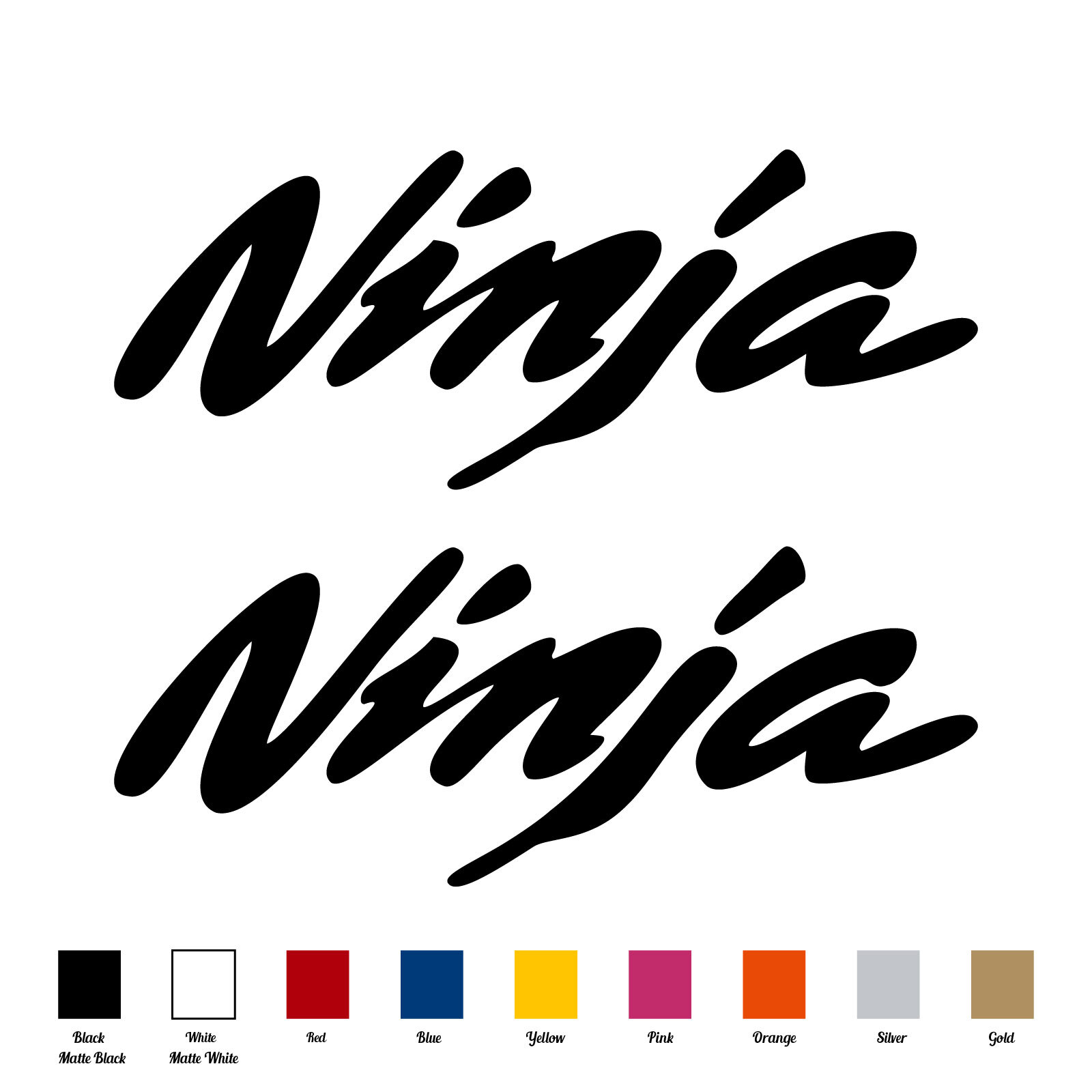Set of 2 NINJA Decal Vinyl Sticker for Kawasaki Bike Motorcycle Dirt ATV