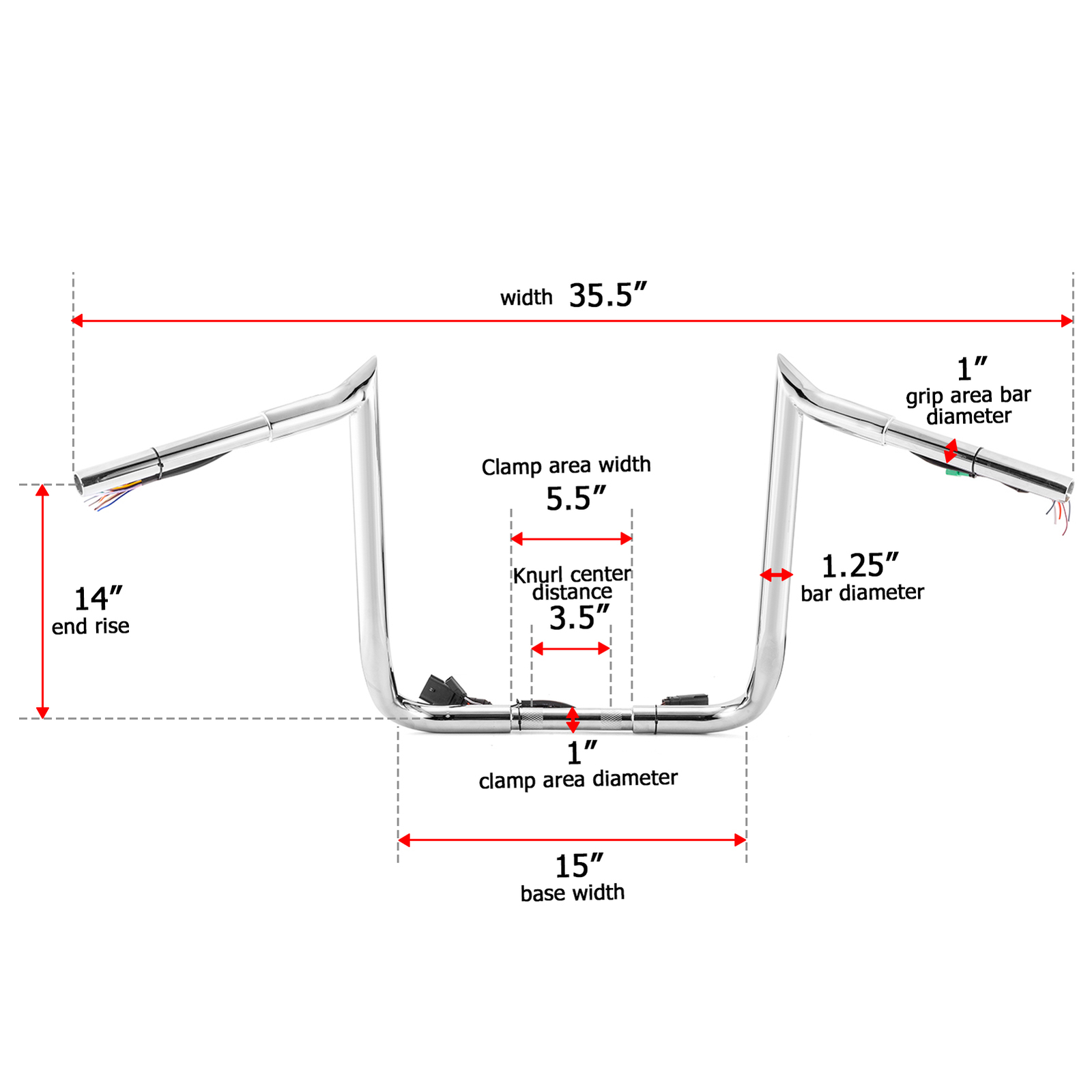 14″ Pre-wired Meathook Bagger Handlebar For Harley Electra Street Ultra Limited