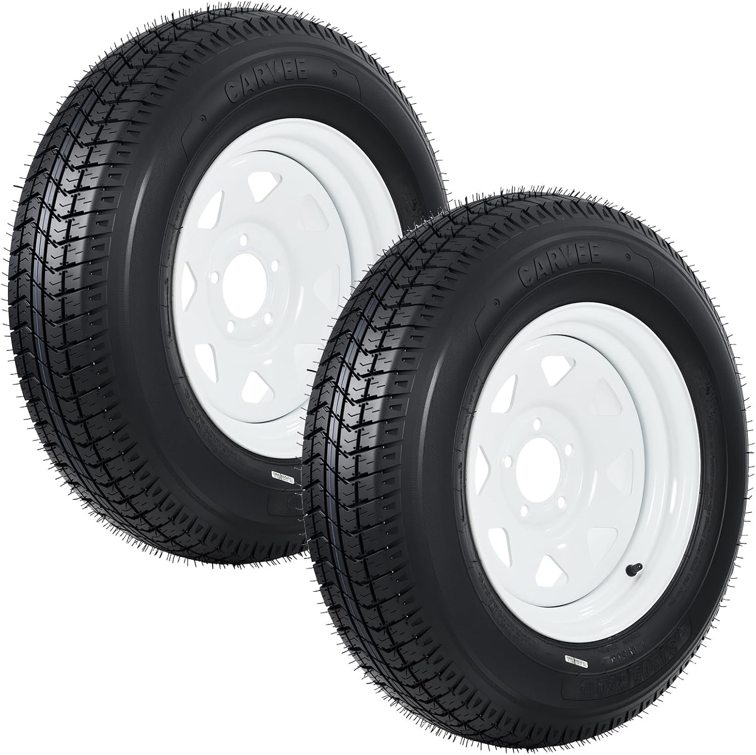 4 Pack Trailer Tires On Rim ST205/75D15 205/75 D 15 LRC 5 Lug White Spoke Wheels