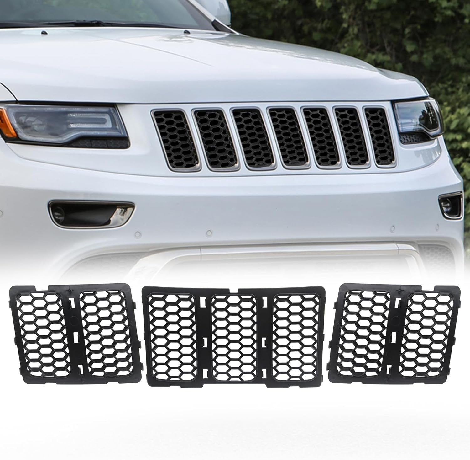 Black Mesh Grille Insert Kit Front Grill Cover For Jeep Grand Cherokee 2014-2016