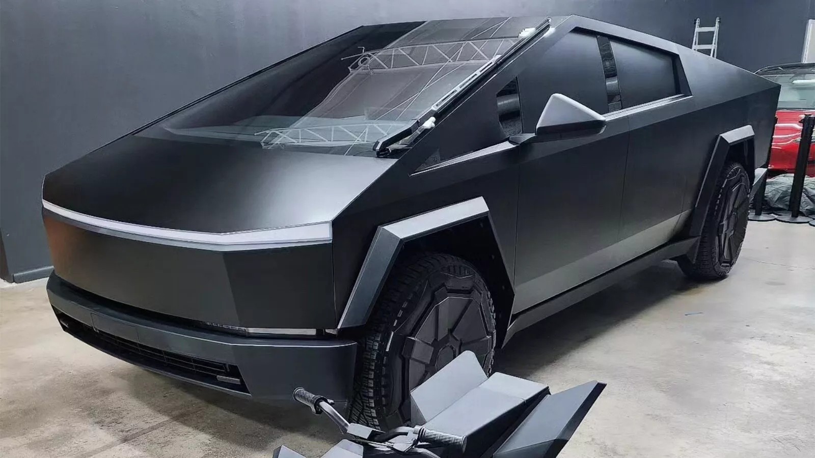 Tesla Cybertruck PreCut Paint Protection PET Vinyl Wrap Color Change Satin Black