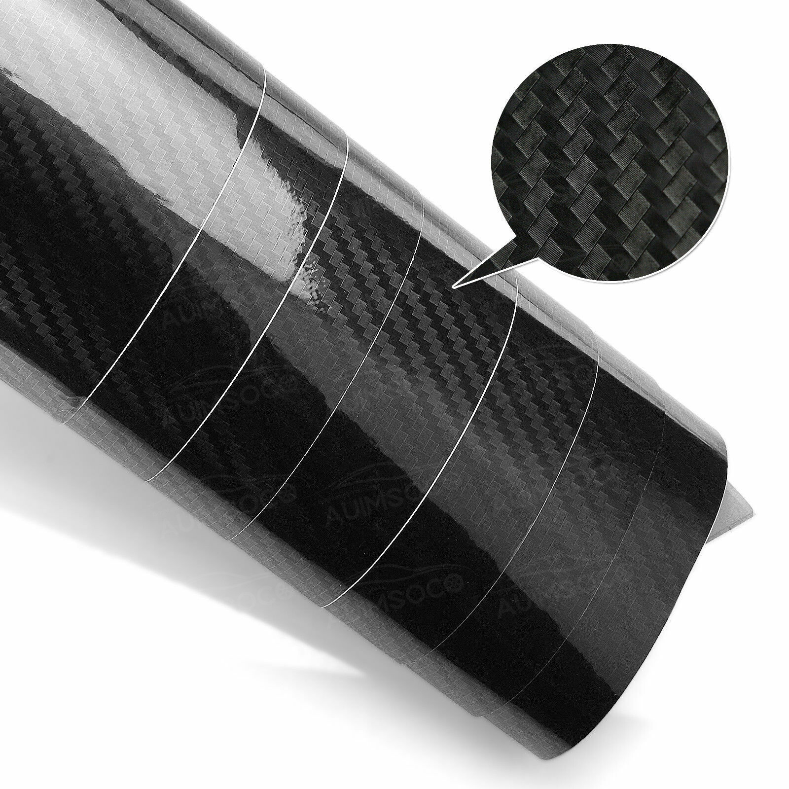 Black Carbon Fiber 12×60 inches 5 Years Car Wrap Vinyl Roll with Air Release