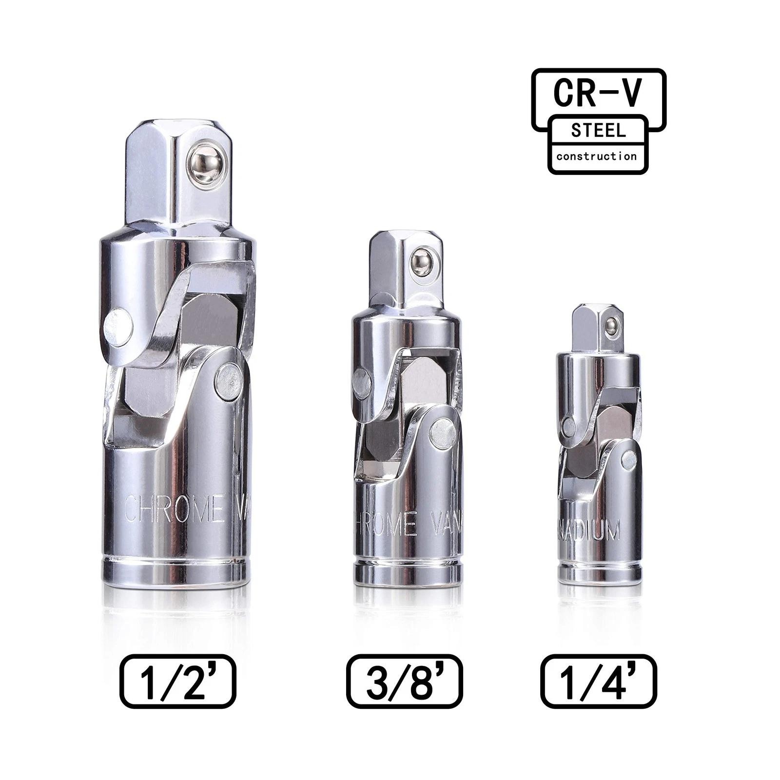 3pcs Universal Joint Socket Set, Chrome Vanadium Steel Swivel Socket Adapter …