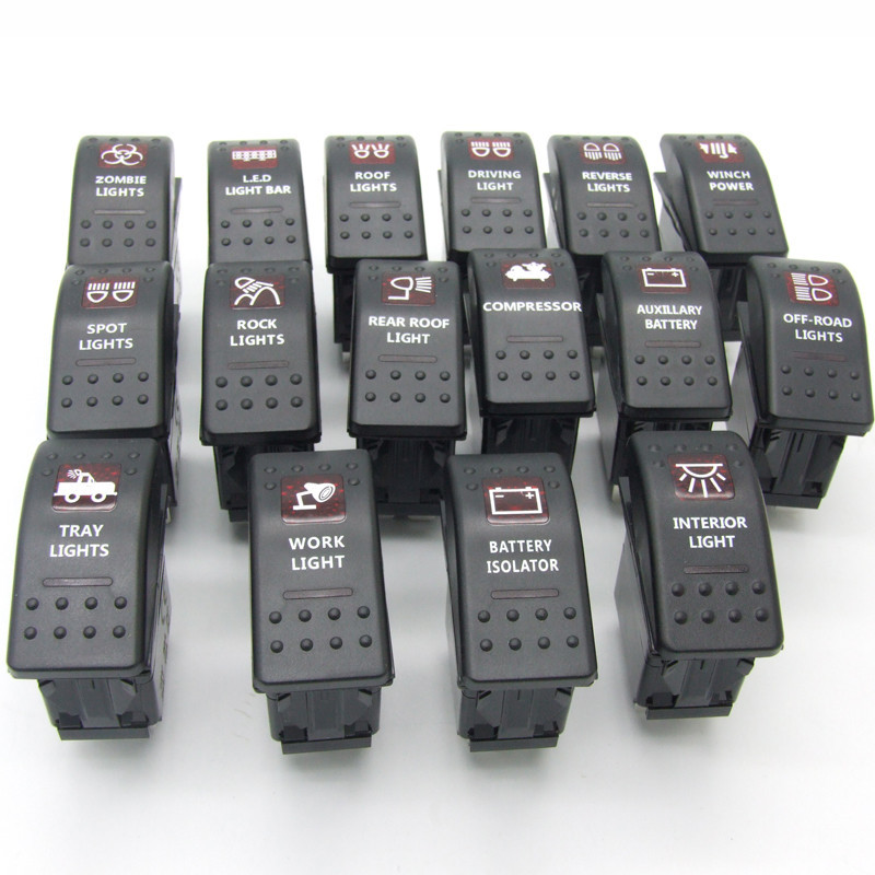 ON/OFF Black Bar Carling Rocker Toggle Car Boat Switch LED Light 12V/20A,24V/10A