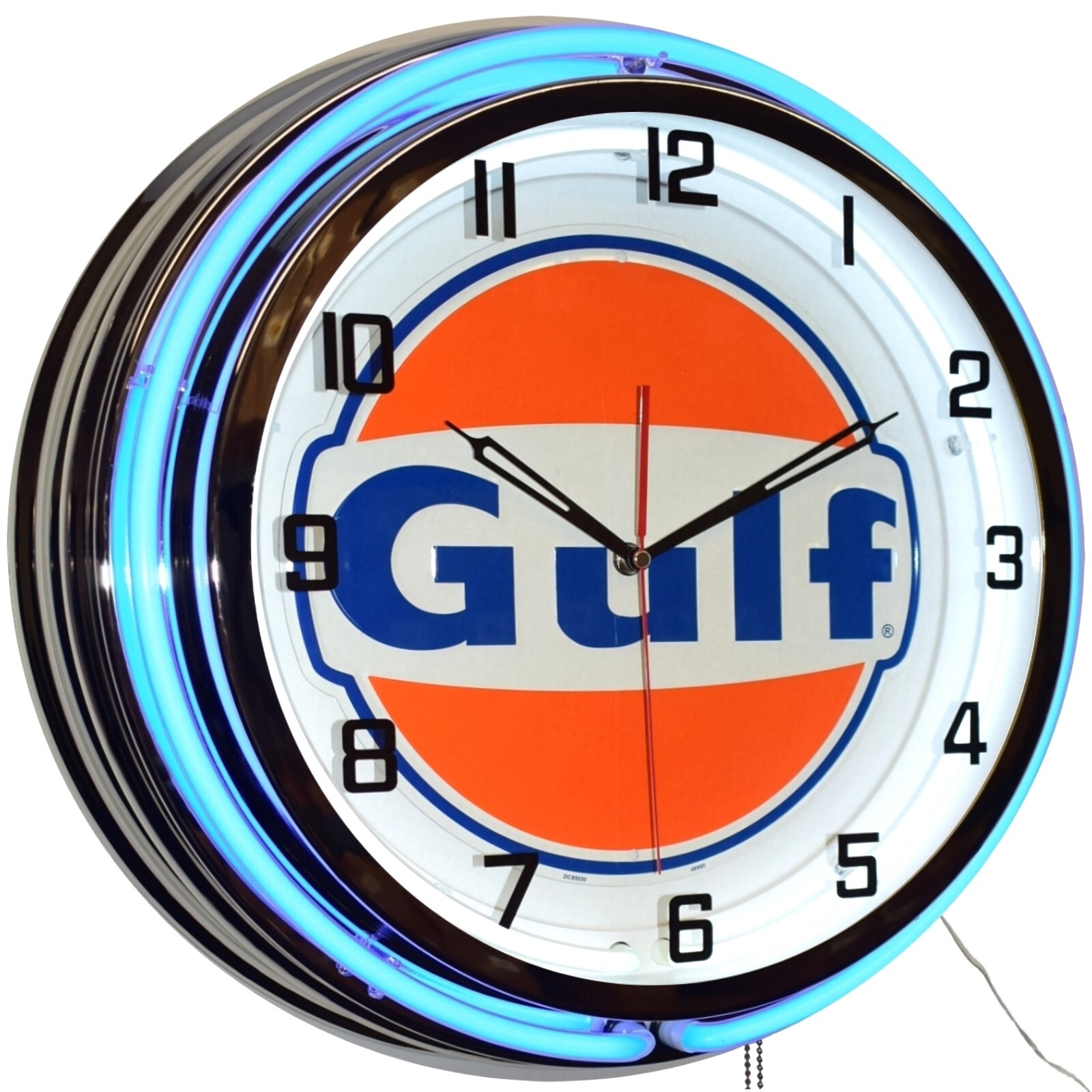 19″ Gulf Oil Gasoline Station Logo Sign Double Neon Clock Garage Decor (Blue)