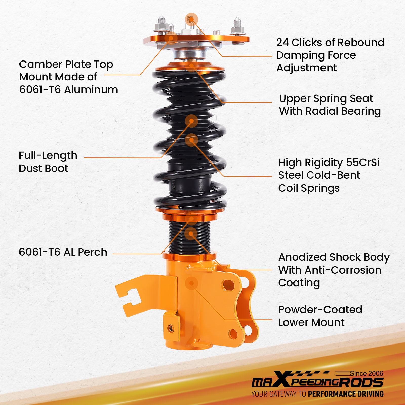 MaXpeedingrods 24 Way Adjustable Coilovers For Nissan 240sx S13 89-94 Lower Kit