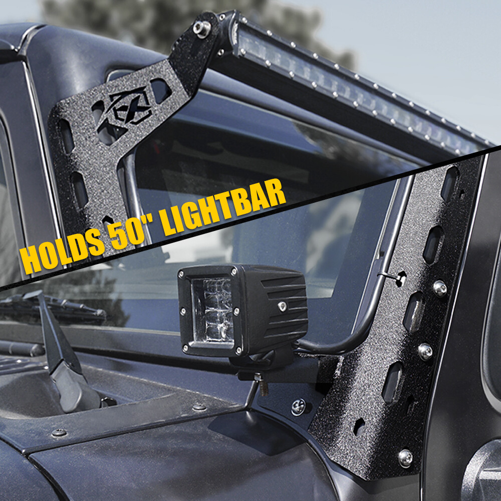50″ Light Bar Mount Bracket w/ Spotlight Holder For Jeep Wrangler JK 2007-2018