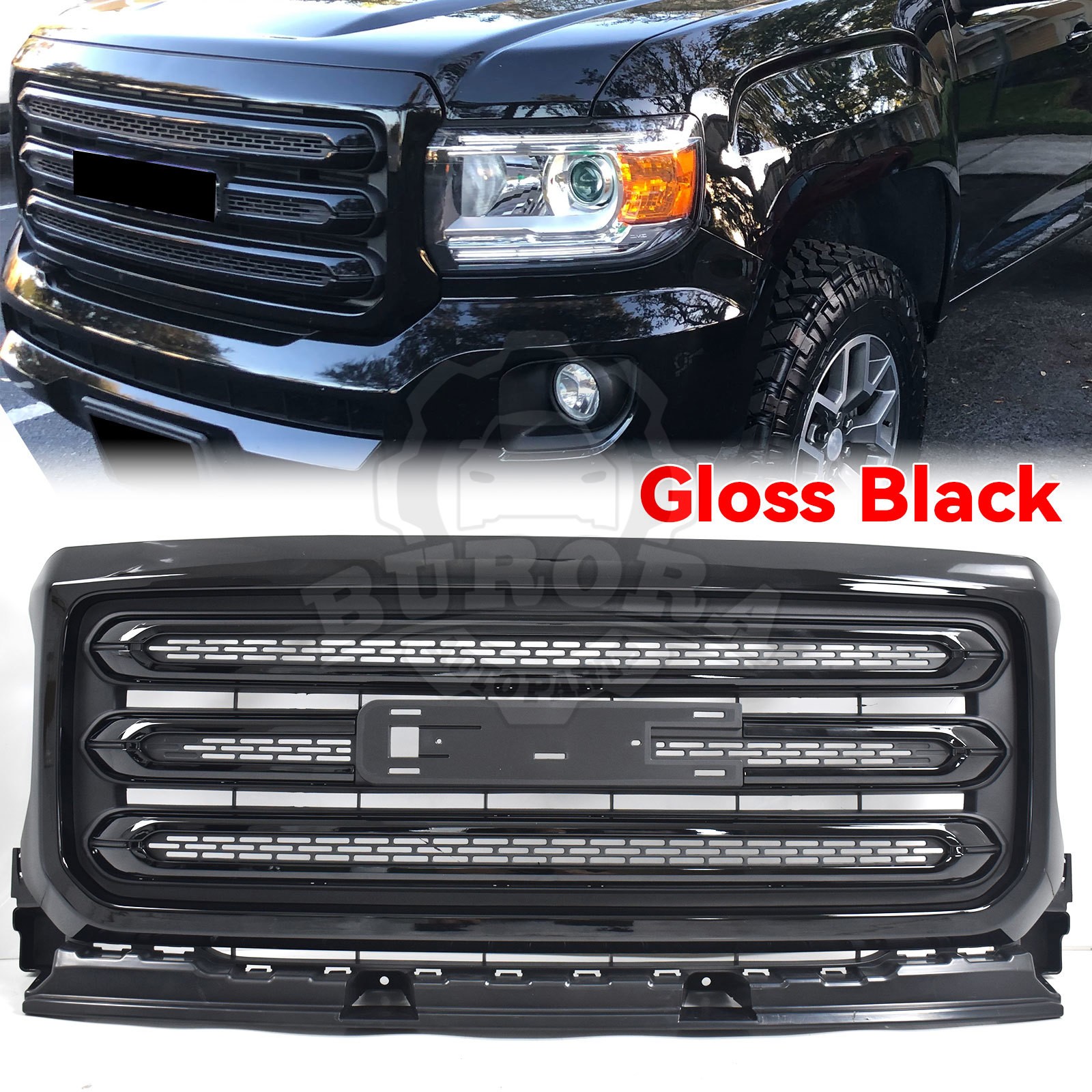 For 2015-2020 GMC Canyon Gloss Black Front Bumper Upper Grille Assembly 84733967