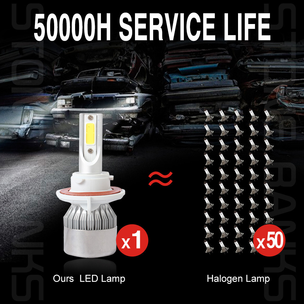 H13 9008 High Low Beam LED Headlight Bulb White 6000K Super Bright 6000K