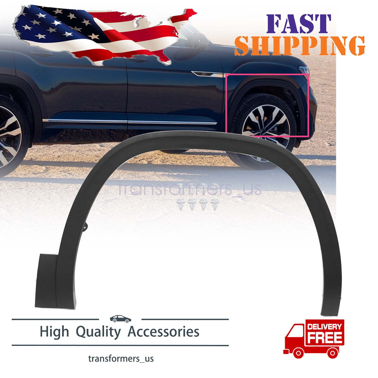 Fender Flares For 2018-2021 Volkswagen Atlas Front Passenger Side 3CN853718B9B9