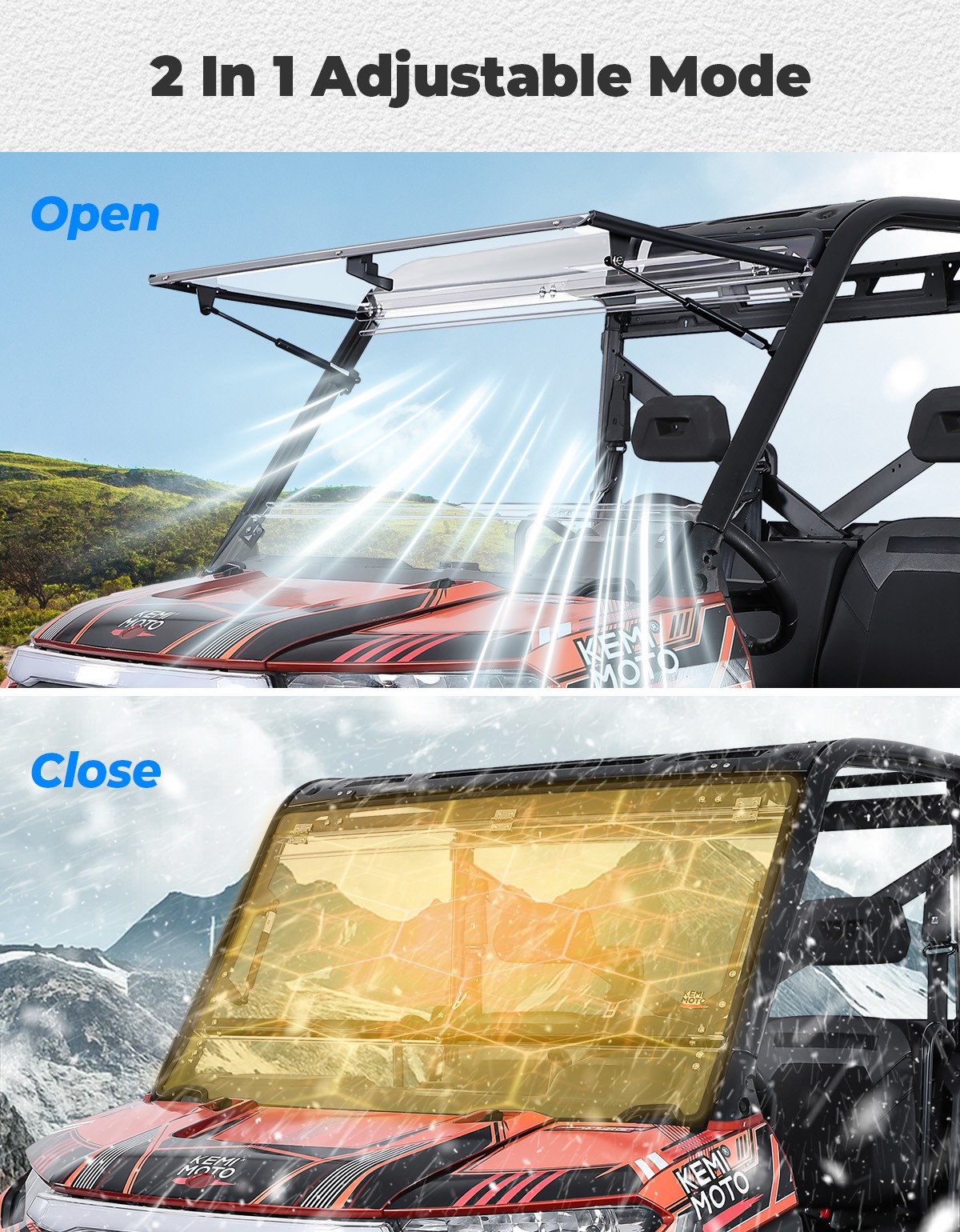 Scratch Resistant Front Flip Windshield for Polaris Ranger XP 900/ 1000 Crew