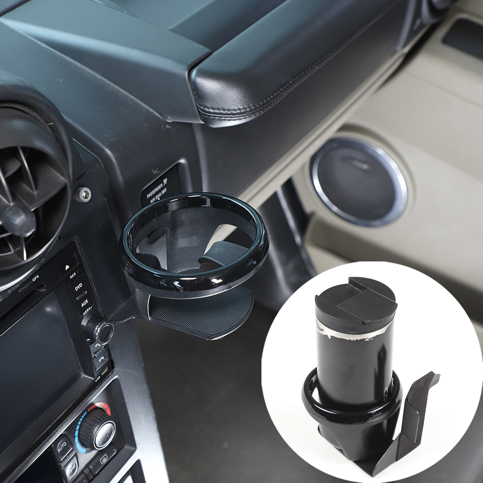 Carbon Steel Black Central Air Vent Cup Holder Fit Toyota FJ Cruiser 2007-2021