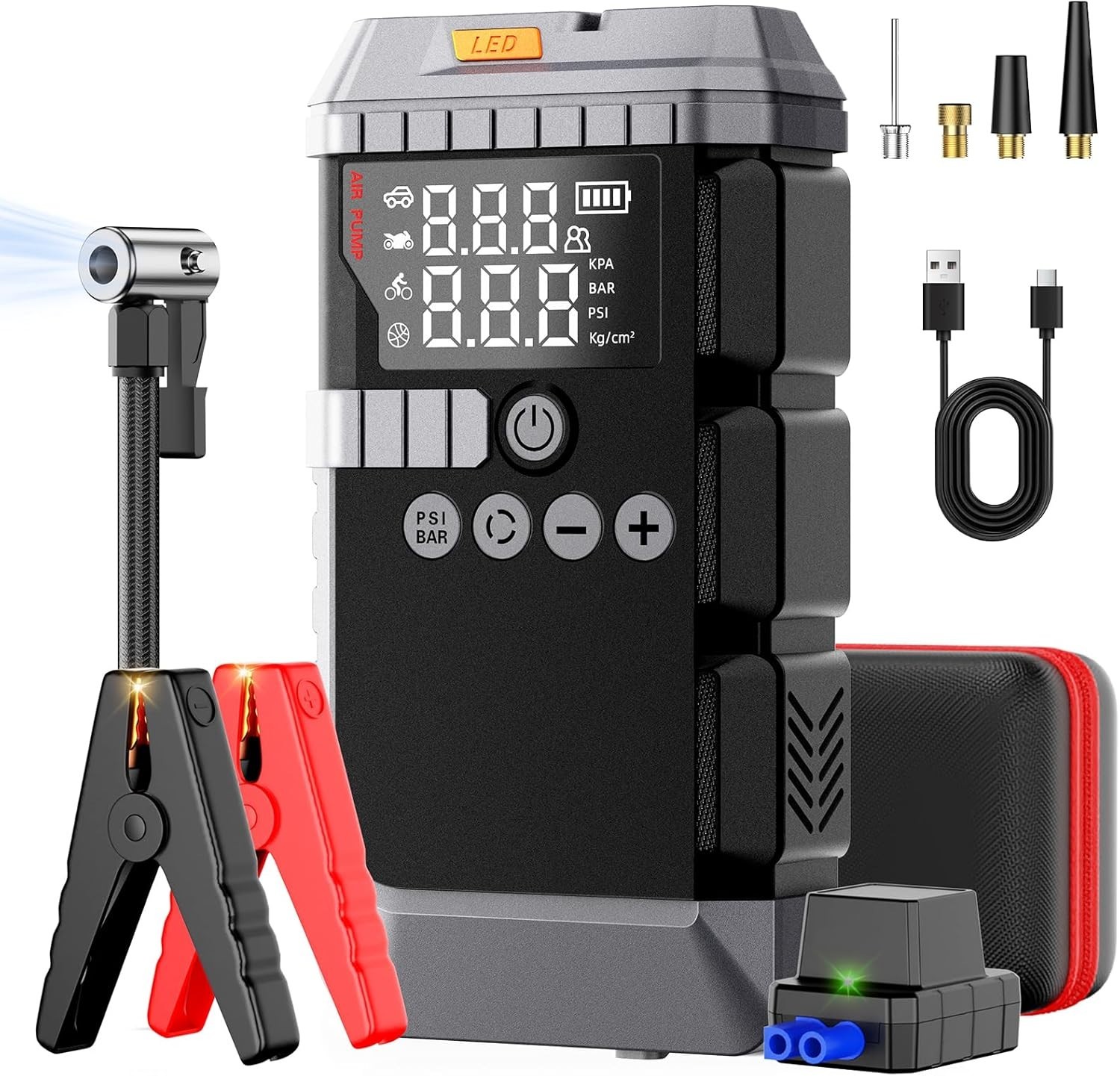 WOLFBOX Jump Starter with Air Compressor, 4000A Portable Car Battery Booster