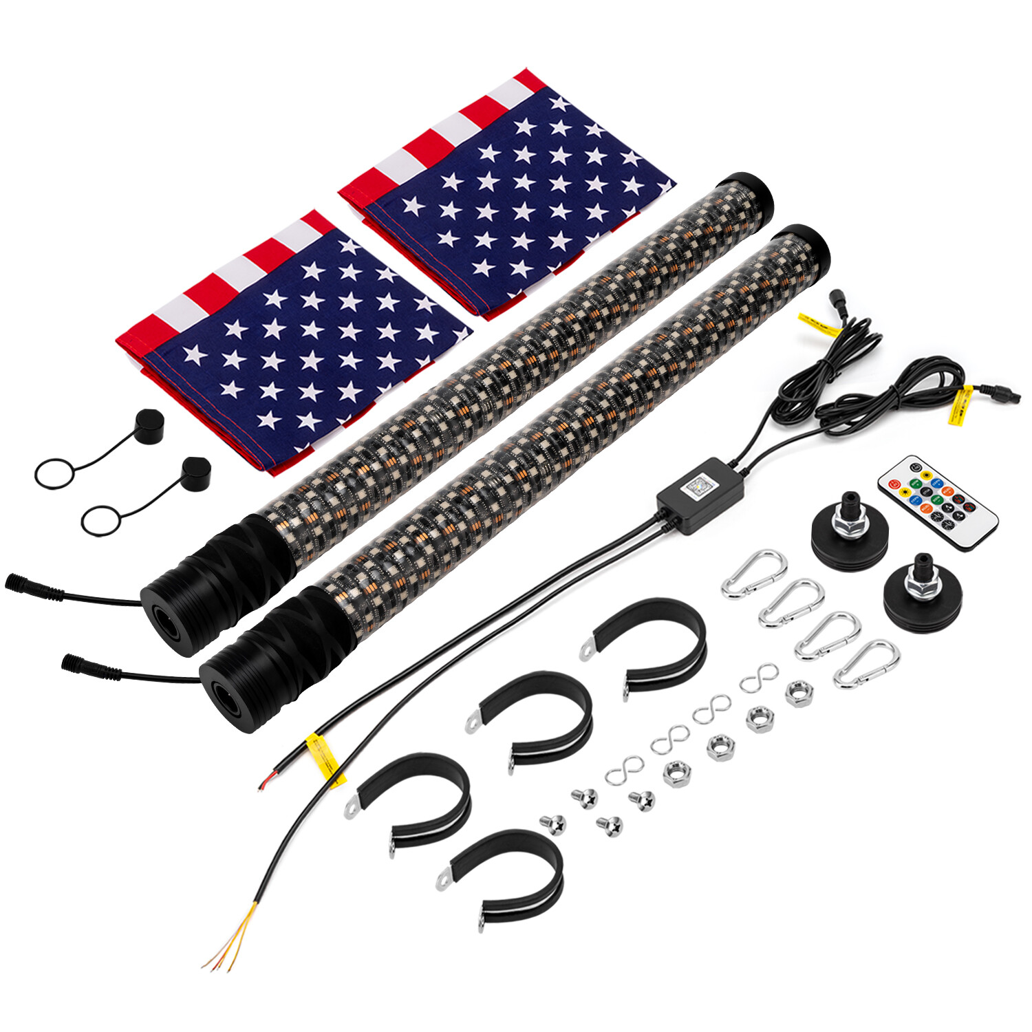 2PCS 2FT Thick Fat LED Whip Chasing RGB Light For Polaris RZR XP 1000 XP 4 1000