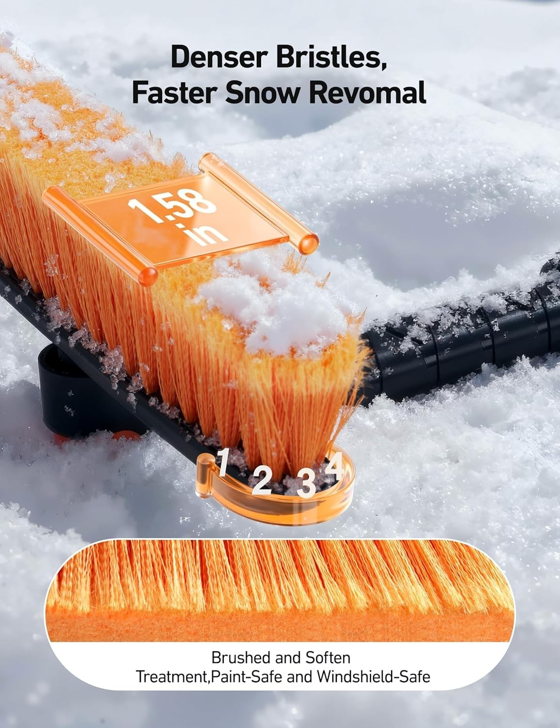 Multi-Position 47.2” Ice Scraper & Snow Brush with Foam Grip for Winter Cars