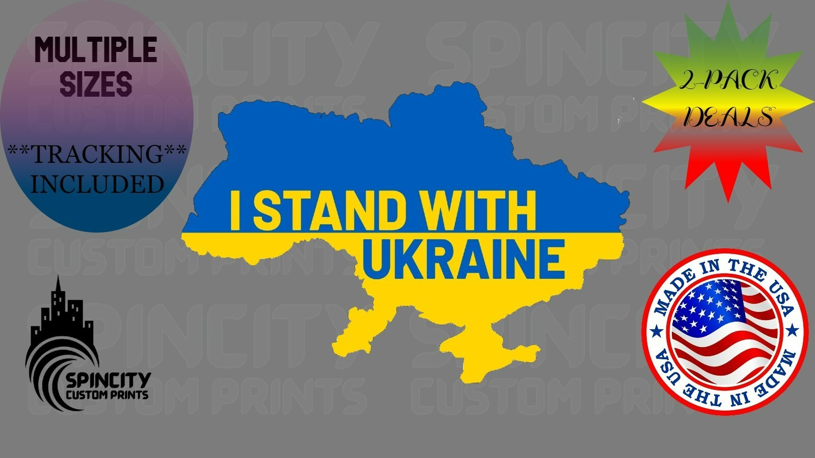 I STAND with UKRAINE Car Window Vinyl Decal War Support Graphic BUMPER Sticker