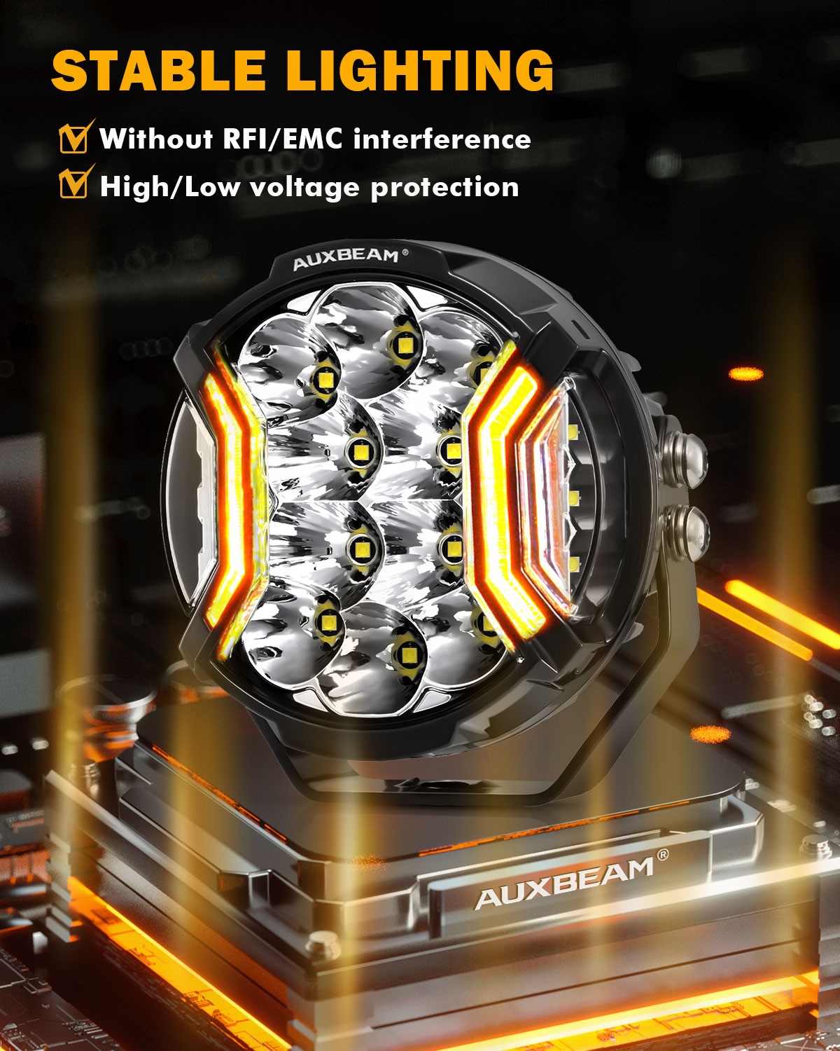 AUXBEAM V-Ultra 5″Inch 172W LED Driving Lights Pods Amber DRL Fog Ditch Lighting