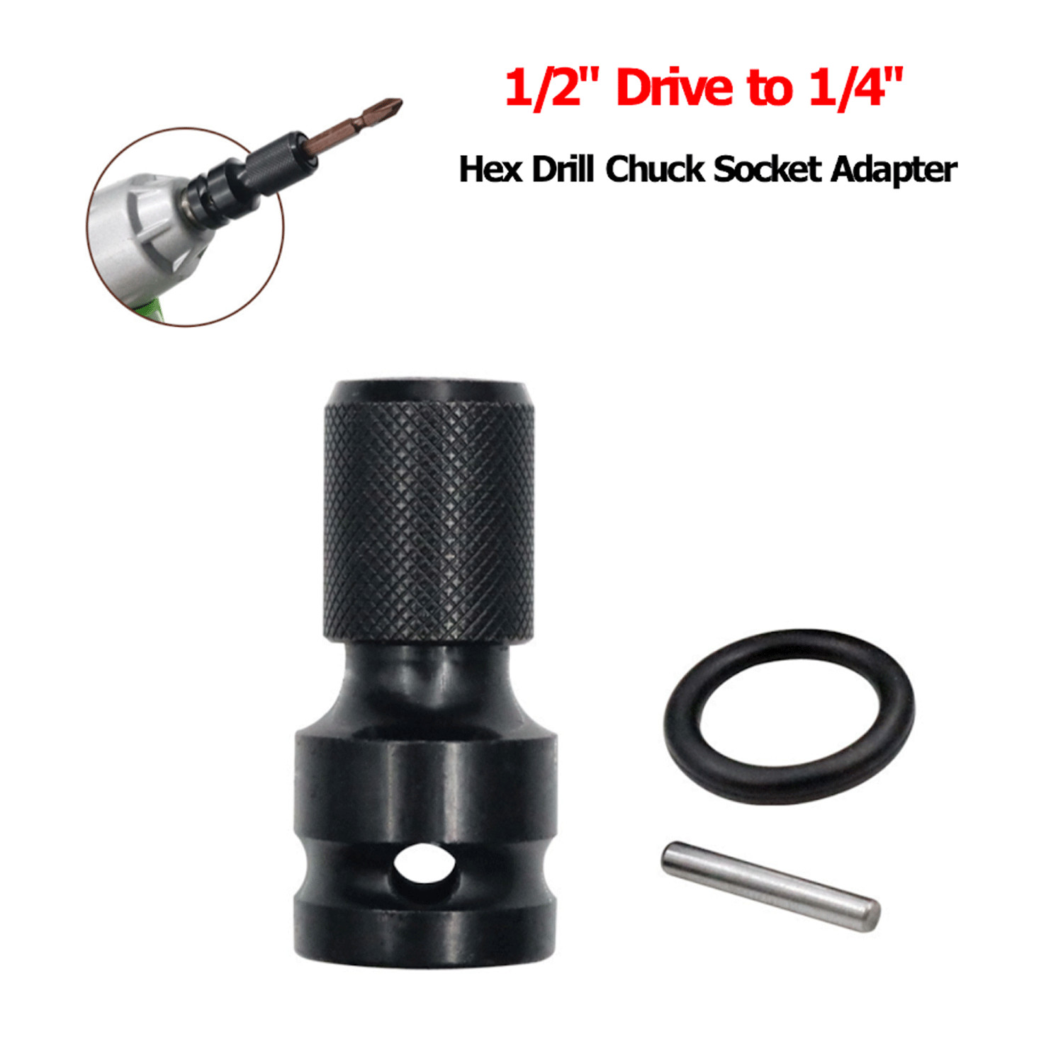 2Pcs 1/2″ Drive To 1/4″ Socket Adapter for IMPACT WRENCH Hex Drill Chuck Convert