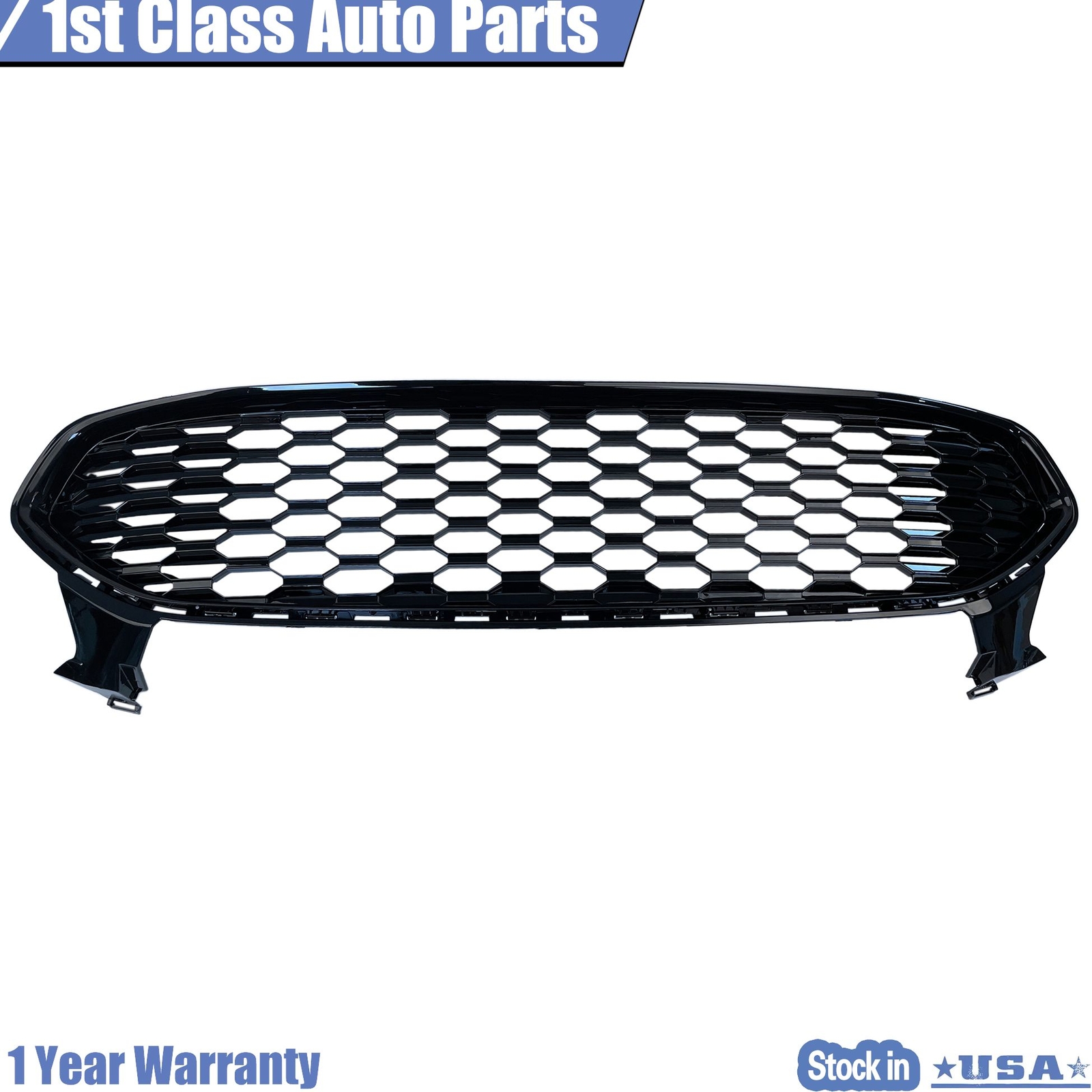 Front Grille Honeycomb Style Glossy Black For 2013 2014 2015 2016 Ford Fusion