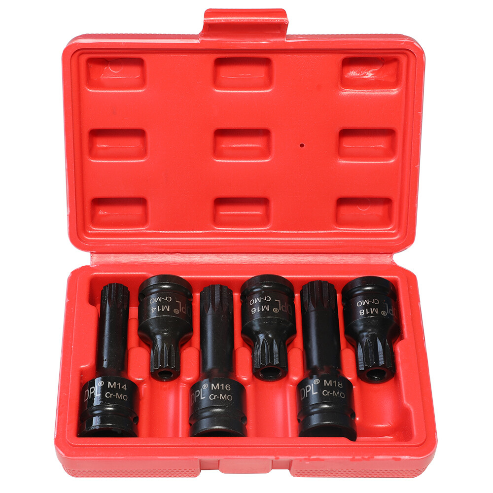 US 6pc 1/2″ DR Impact Star Torx Bit Socket Set T55 T60 T70 T80 T90 T100 M14