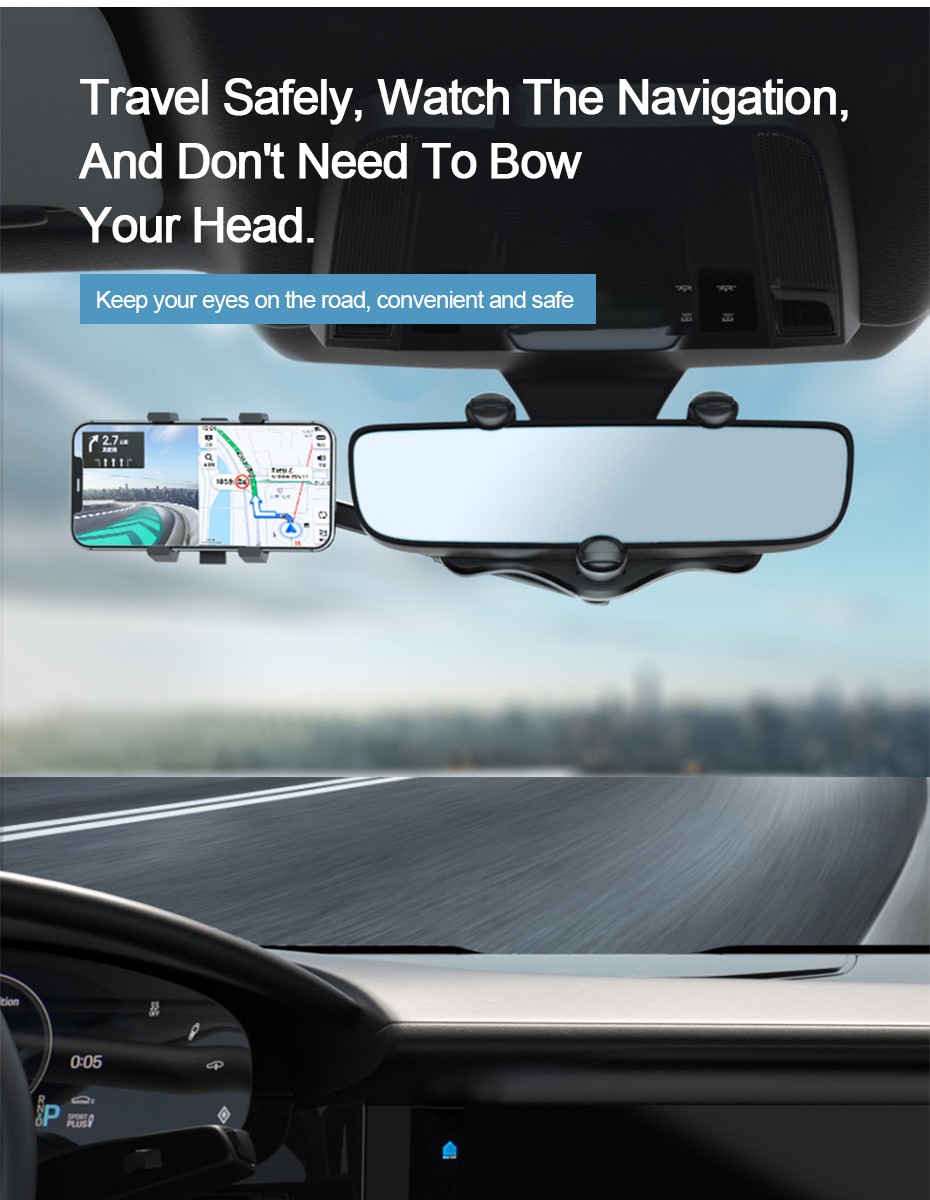 360° Car Rearview Mirror Hanging Phone Mount Holder Stand For Apple iPhone 14
