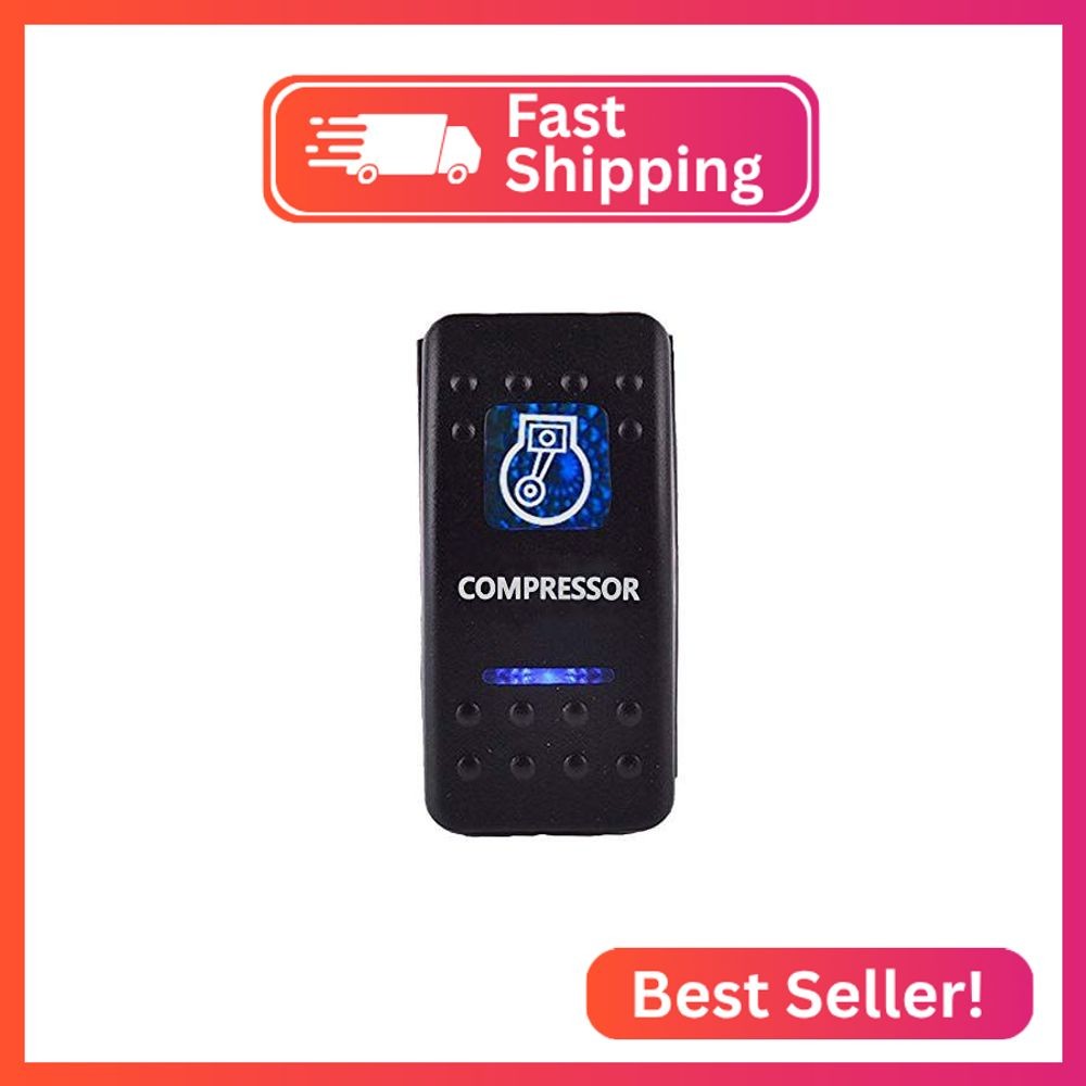 ESUPPORT Car Blue Compressor Light Rocker Toggle Switch 12V 20A, 24V 10A