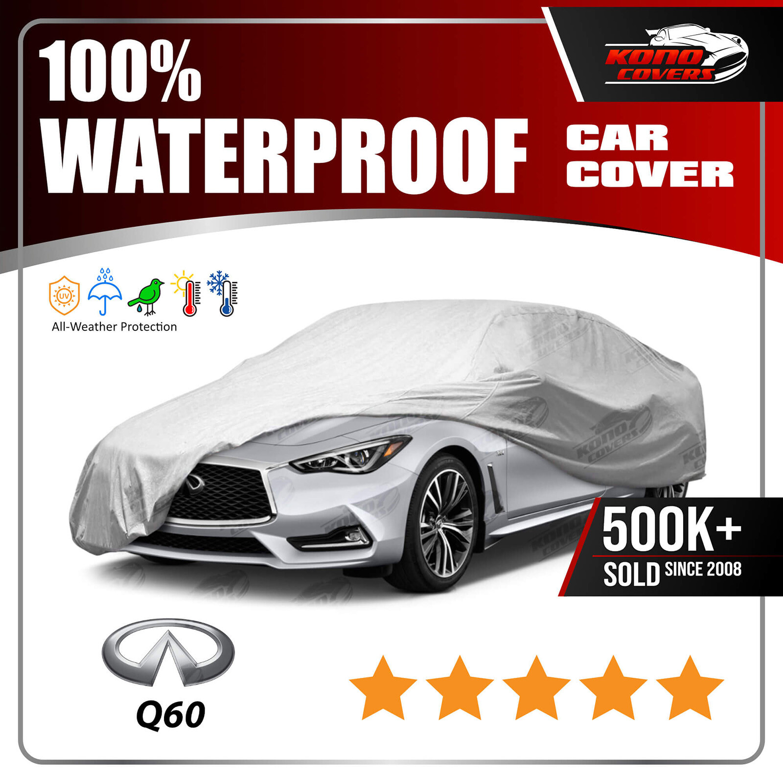 Fits. Infiniti Q60 2014-2018 CAR COVER- 100% Waterproof Breathable UV Protection