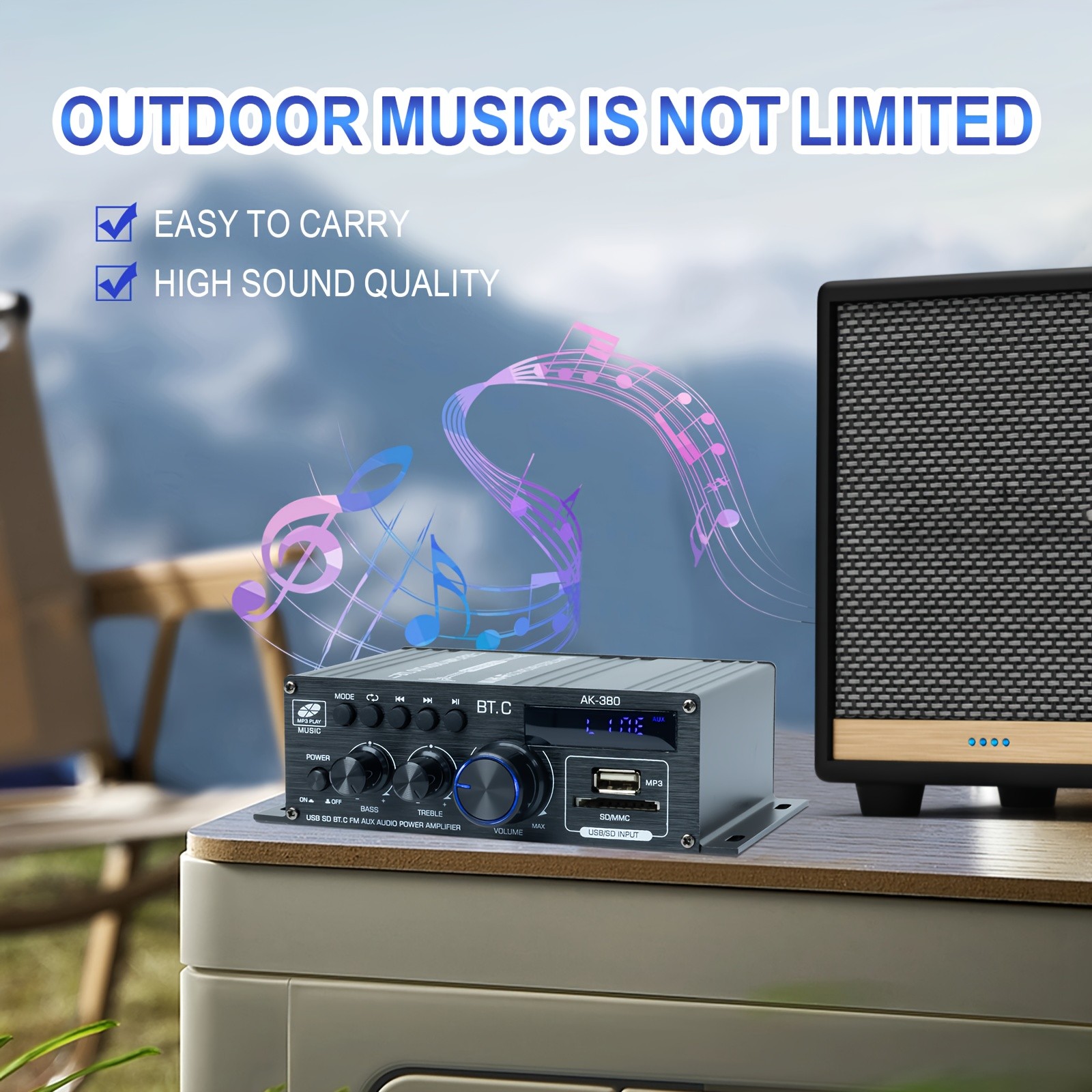 Bluetooth 5.0 Audio Power Amplifier 400W+400W 2.0 CH HiFi Stereo Amp Receiver