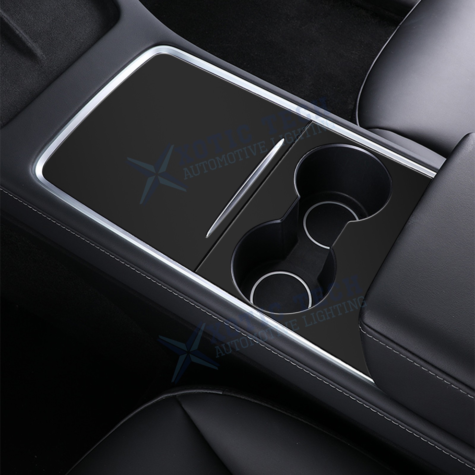 Steel+ABS Matte Black Center Console Cover For Tesla Model 3 2021-23 & Y 2021-up