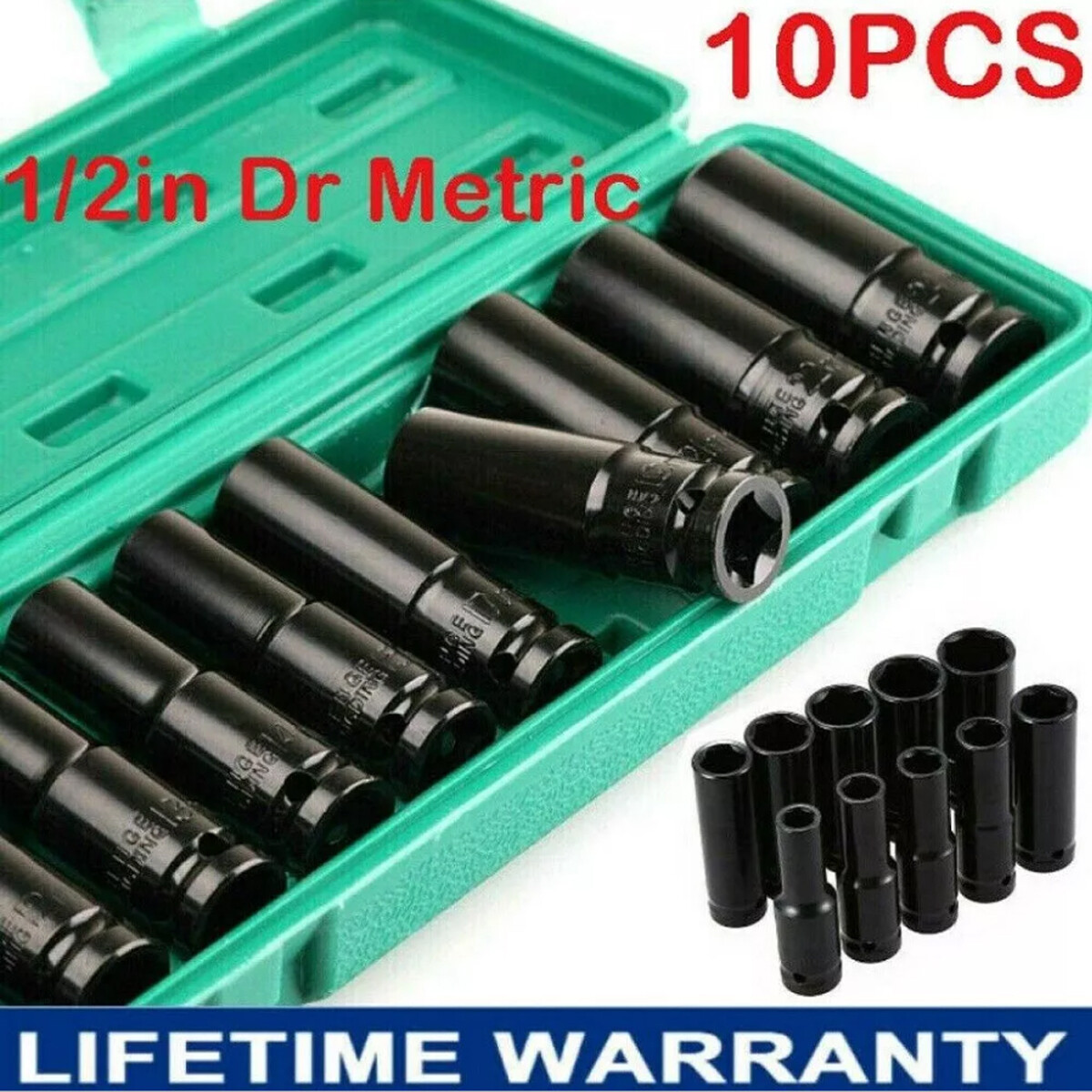 1/2″ Deep Impact Socket Set Drive Long Reach Thin Wall Metric Sockets 10-24mm US