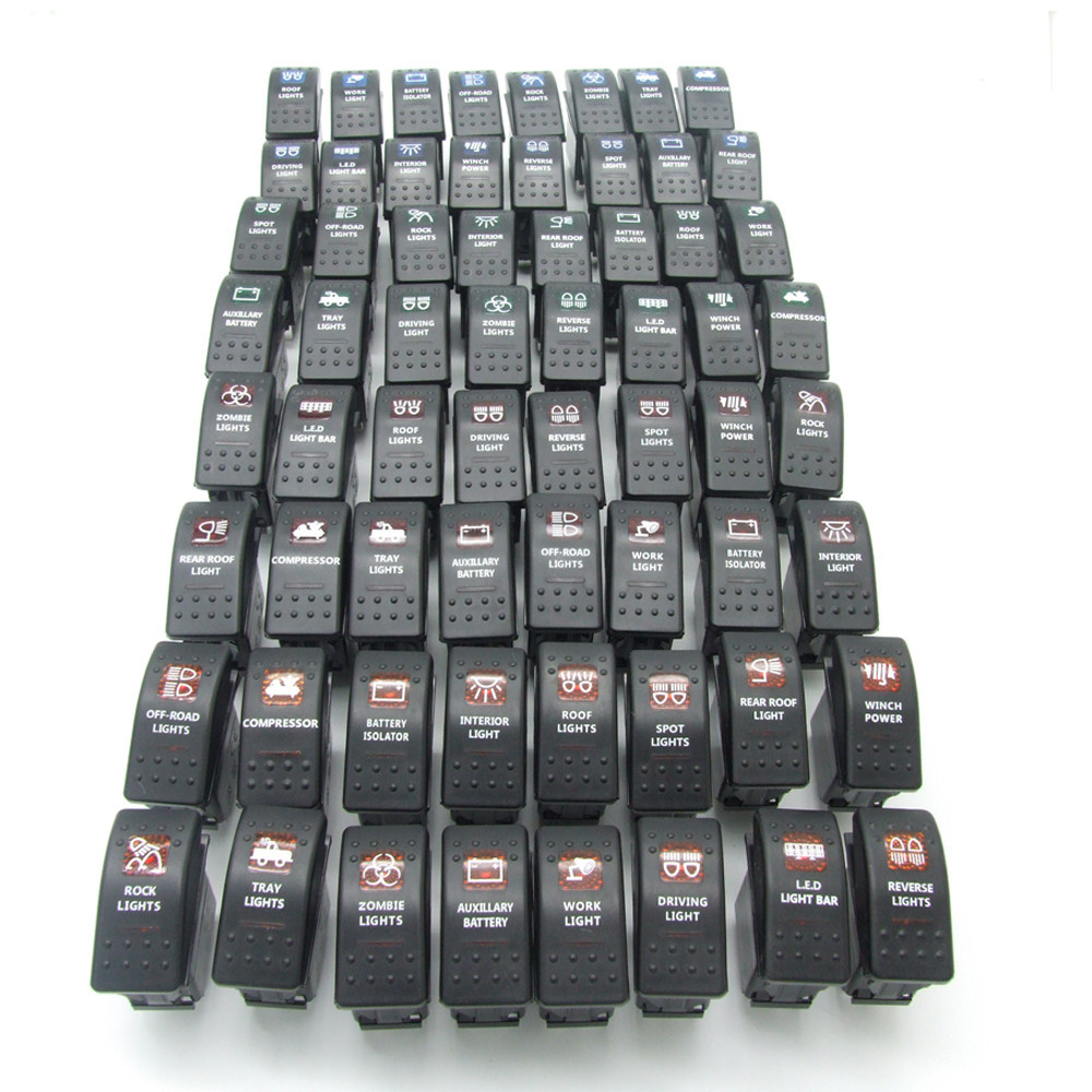 ON/OFF Black Bar Carling Rocker Toggle Car Boat Switch LED Light 12V/20A,24V/10A