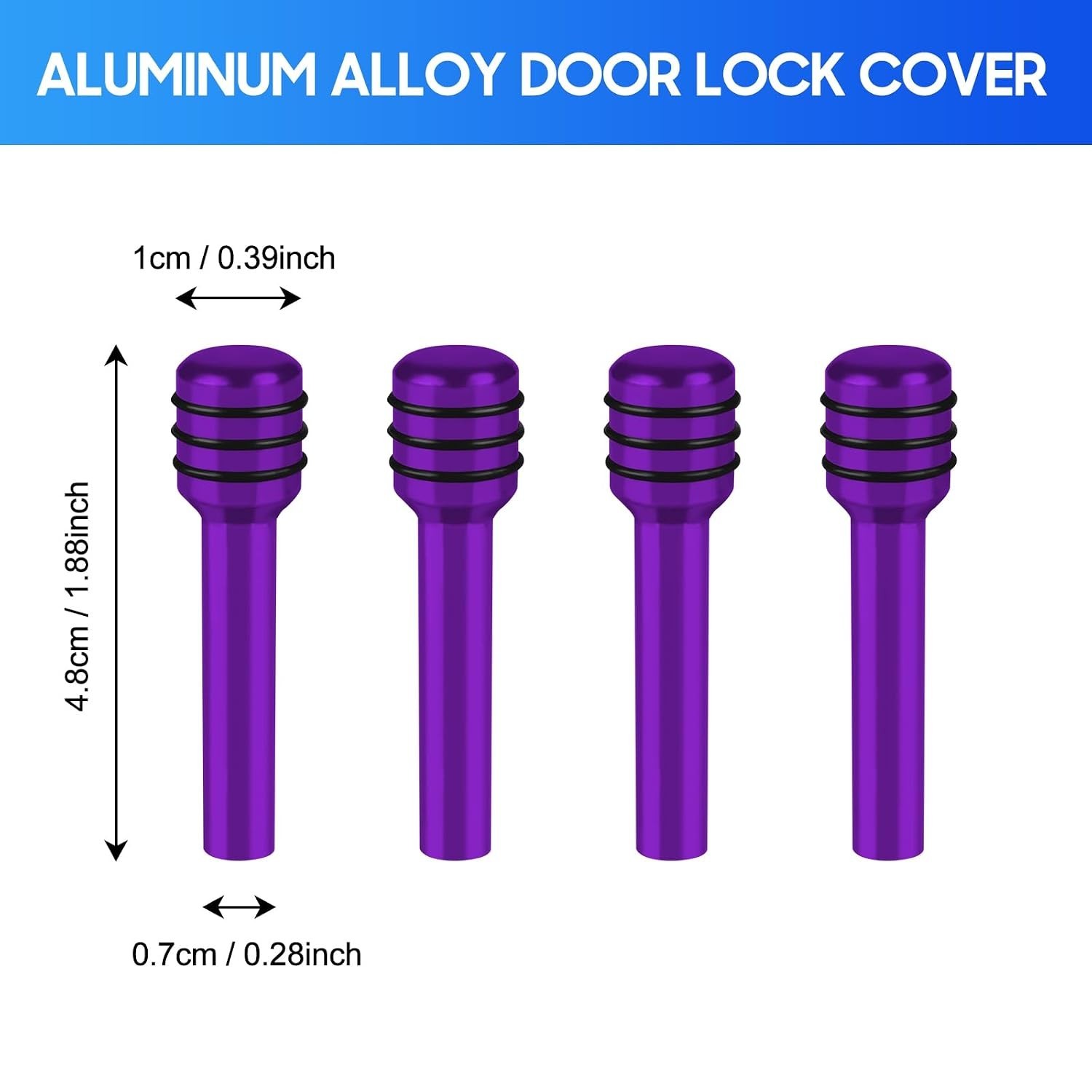 4PCS Car Door Lock Knobs Aluminum Alloy Universal Auto Interior Decor Purple