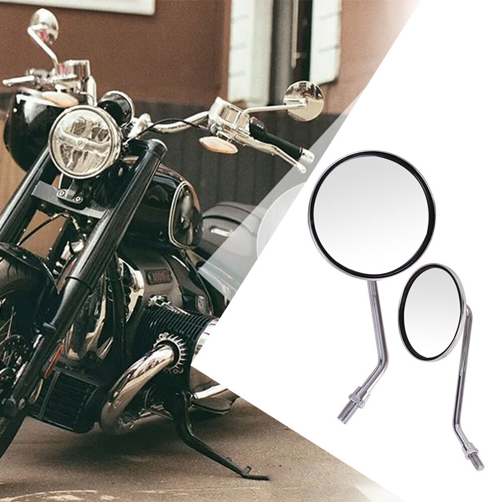 Motorcycle Classic Chrome Round RearView Side Mirrors 10mm Universal For Honda