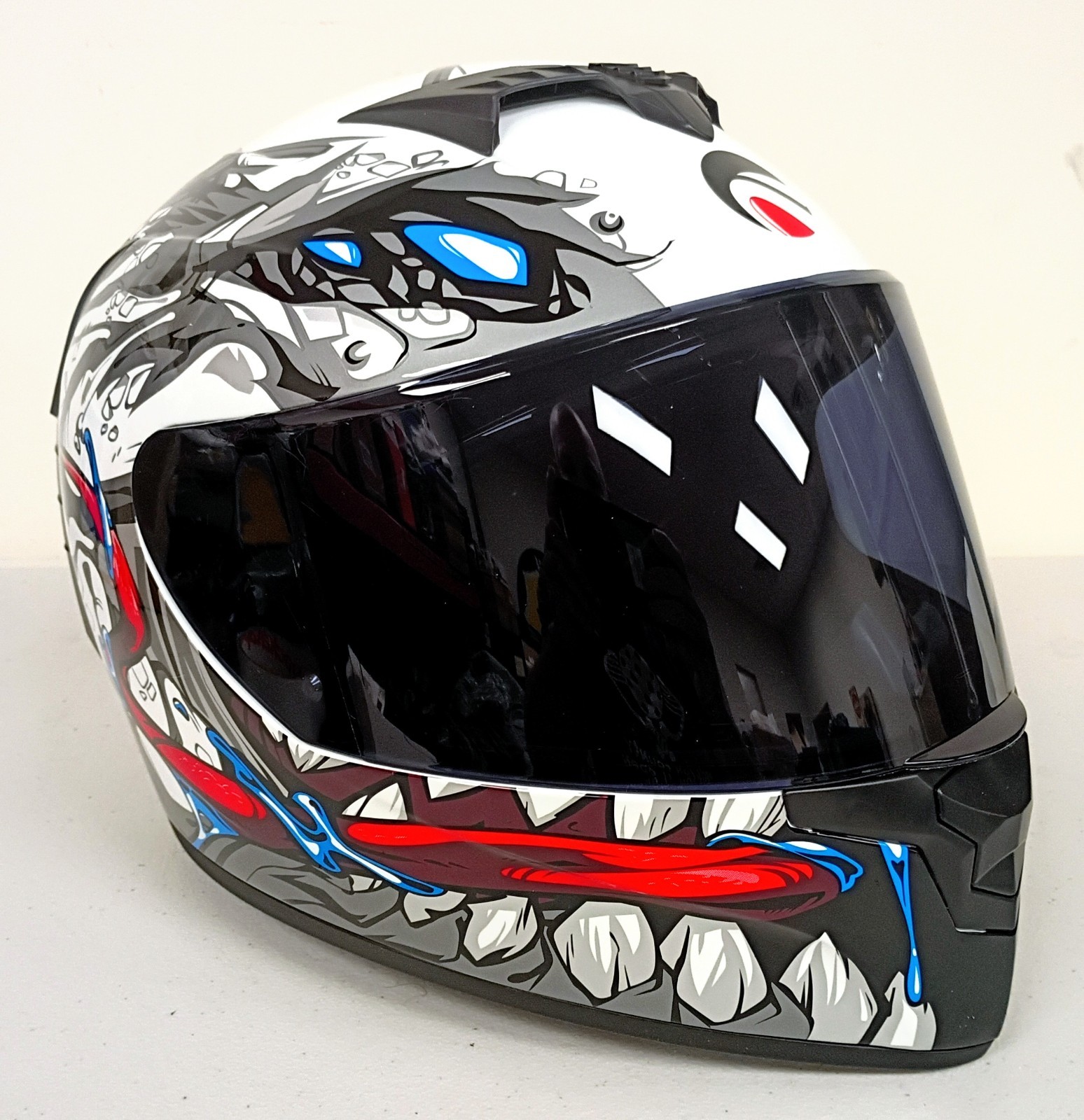 MotuoMr Unisex Adult Motorcycle Helmet DOT Approved Motorbike Black Mirror Sz L
