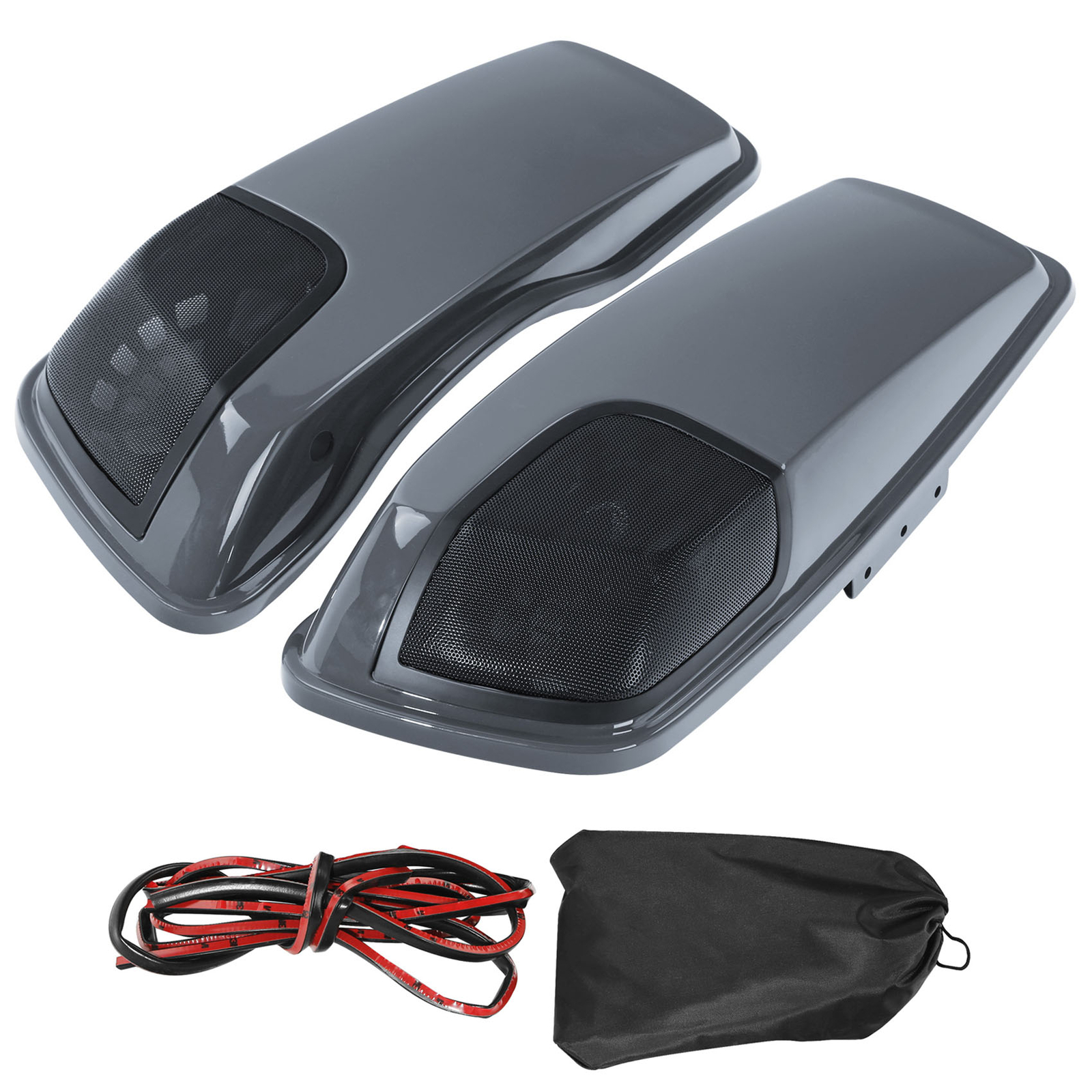 Saddlebags Lids Speaker Cutout Fit For Harley Road Street Glide 14+ Gunship Gray