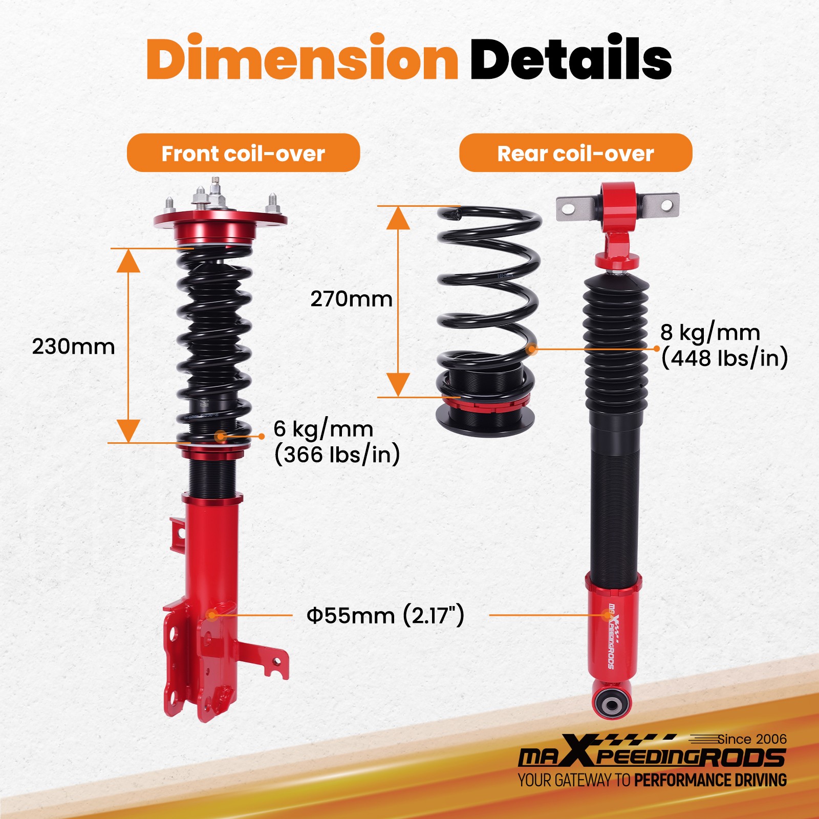 MaXpeedingrods Coilovers Kit 24 Way Damping Adjustable For 05-10 Honda Odyssey