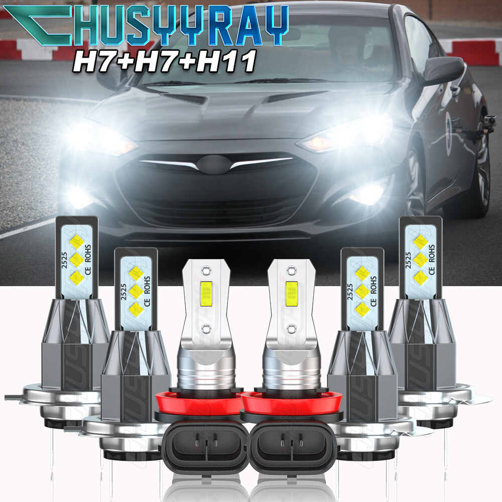 For Hyundai Genesis Coupe 2013-2016 6X LED Headlight Bulbs Kit High/Lo+Fog Light