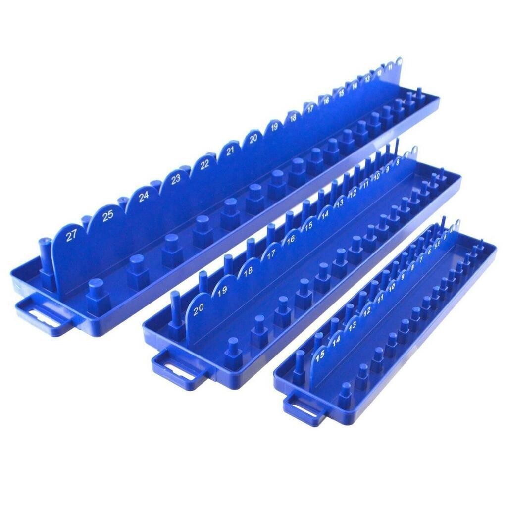 3pcs 1/2″, 1/4″, 3/8″ Socket Tray Holder Metric 4mm~27mm