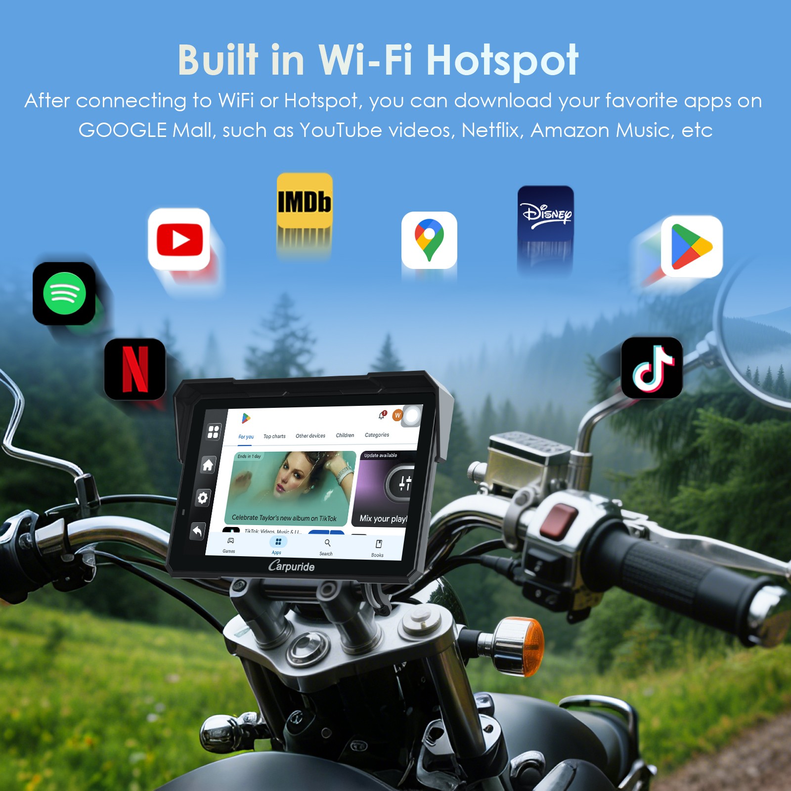 Carpuride W702 Plus Wireless Moto Stereo Install Apps Built in GPS Dual Cameras
