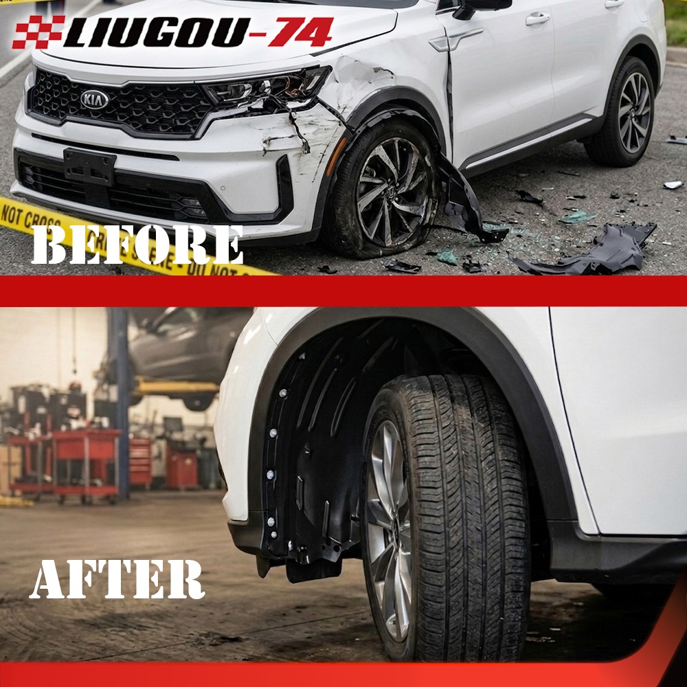Front Left & Right Side Inner Fender Liners Black Fit For 2019-2020 Kia Sorento