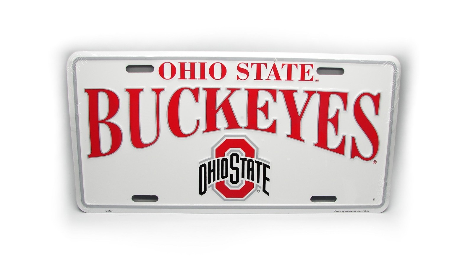 Licensed OHIO STATE BUCKEYES 3D EMBOSSED METAL NOVELTY CAR LICENSE PLATE