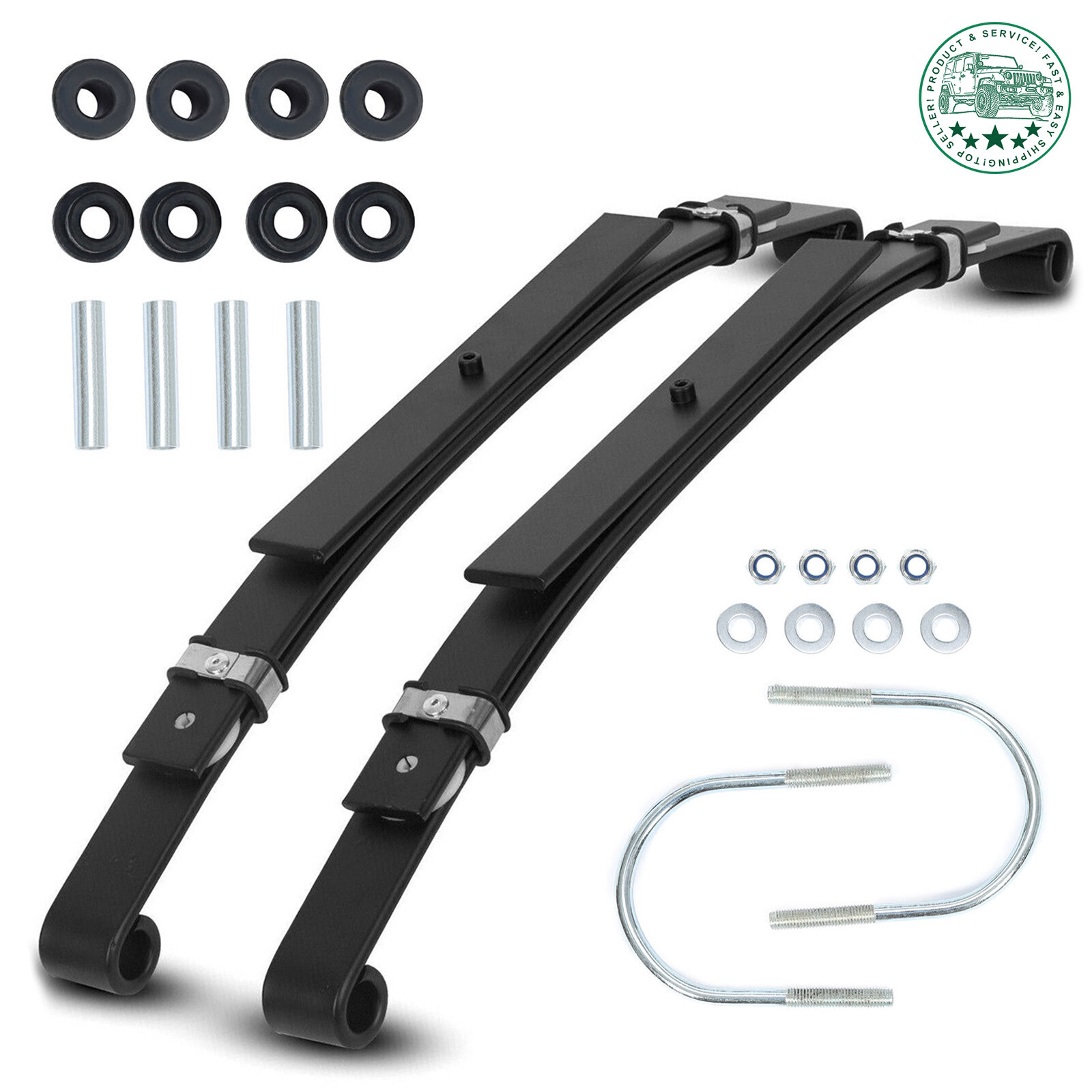 Pair Rear Leaf Springs For Club Car DS Golf Cart 1981-Up w/ Bushings & Sleeves
